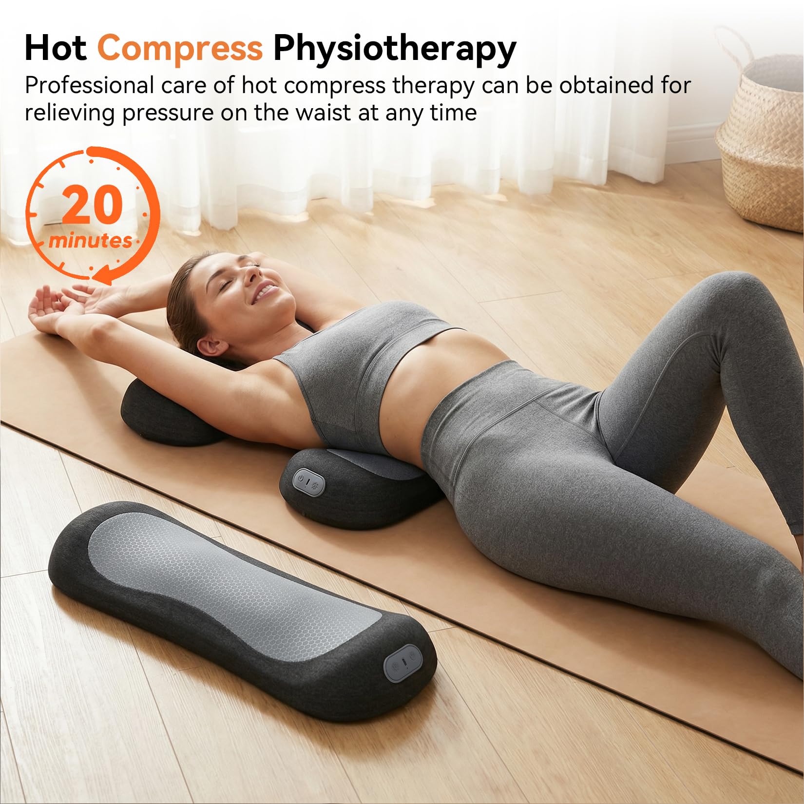 Yunari 3 in 1 Electric Lumbar Massager Support Pillow with Heat, 2026 Latest Patented Adjustable Height Back Massager Pillow for Sleep and Office Chair, Back Support Pillow for Lower Back Pain Relief — view 2