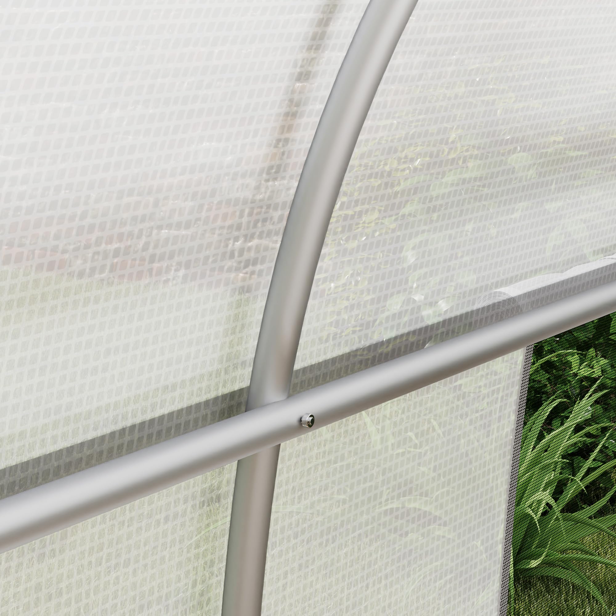 Outsunny Serre de Jardin Tunnel 24 ㎡ Grande Taille 8 x 3 x 2 m avec bâche PE Cadre en Acier galvanisé Ø 24 mm Porte Enroulable et 12 fenêtres Blanc