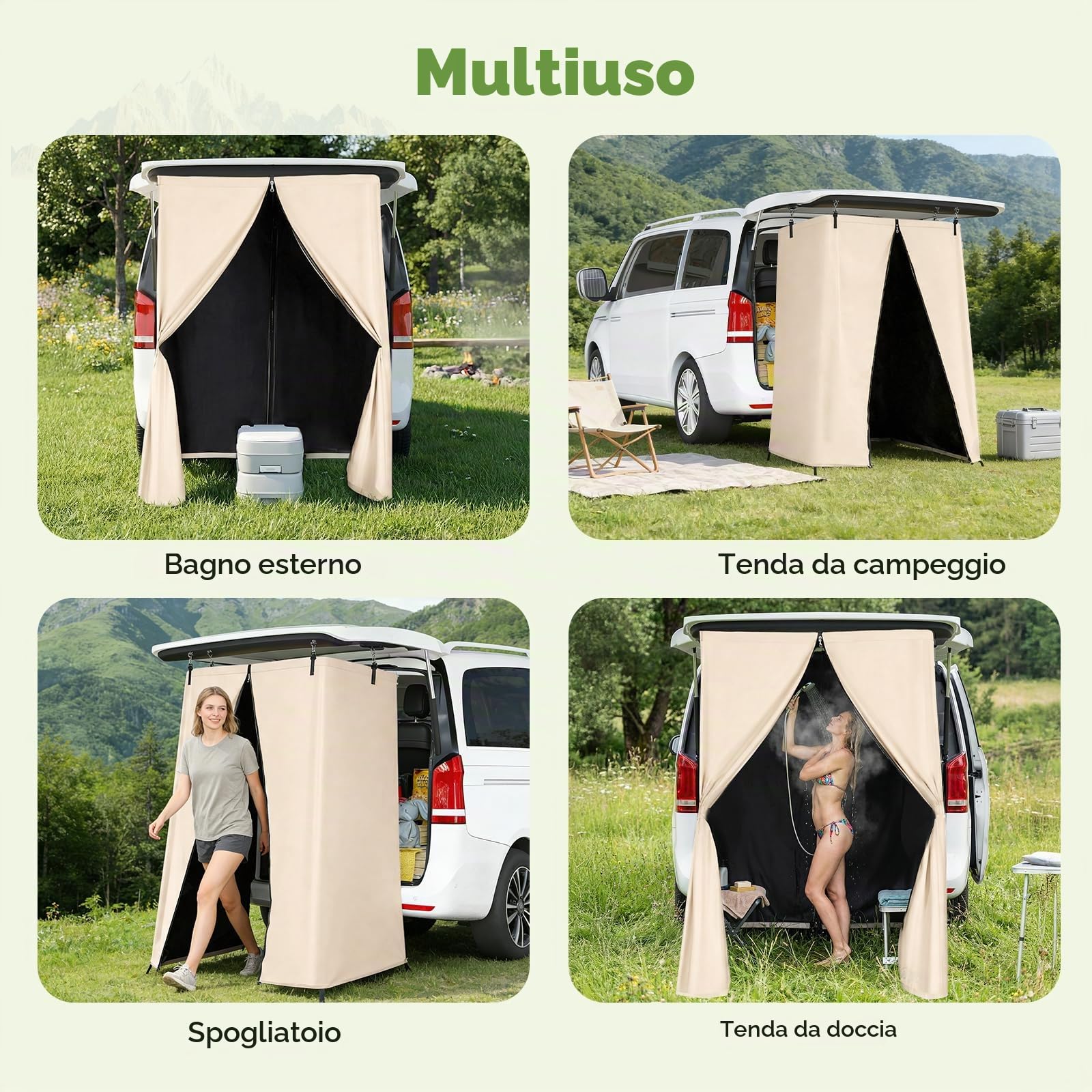Tenda da Doccia per Portellone Posteriore per Auto, Spogliatoio da Esterno, Tenda per la Privacy sospesa 210D, Tenda per la Privacy Portatile, Adatta per Campeggio, Spiaggia, Viaggi