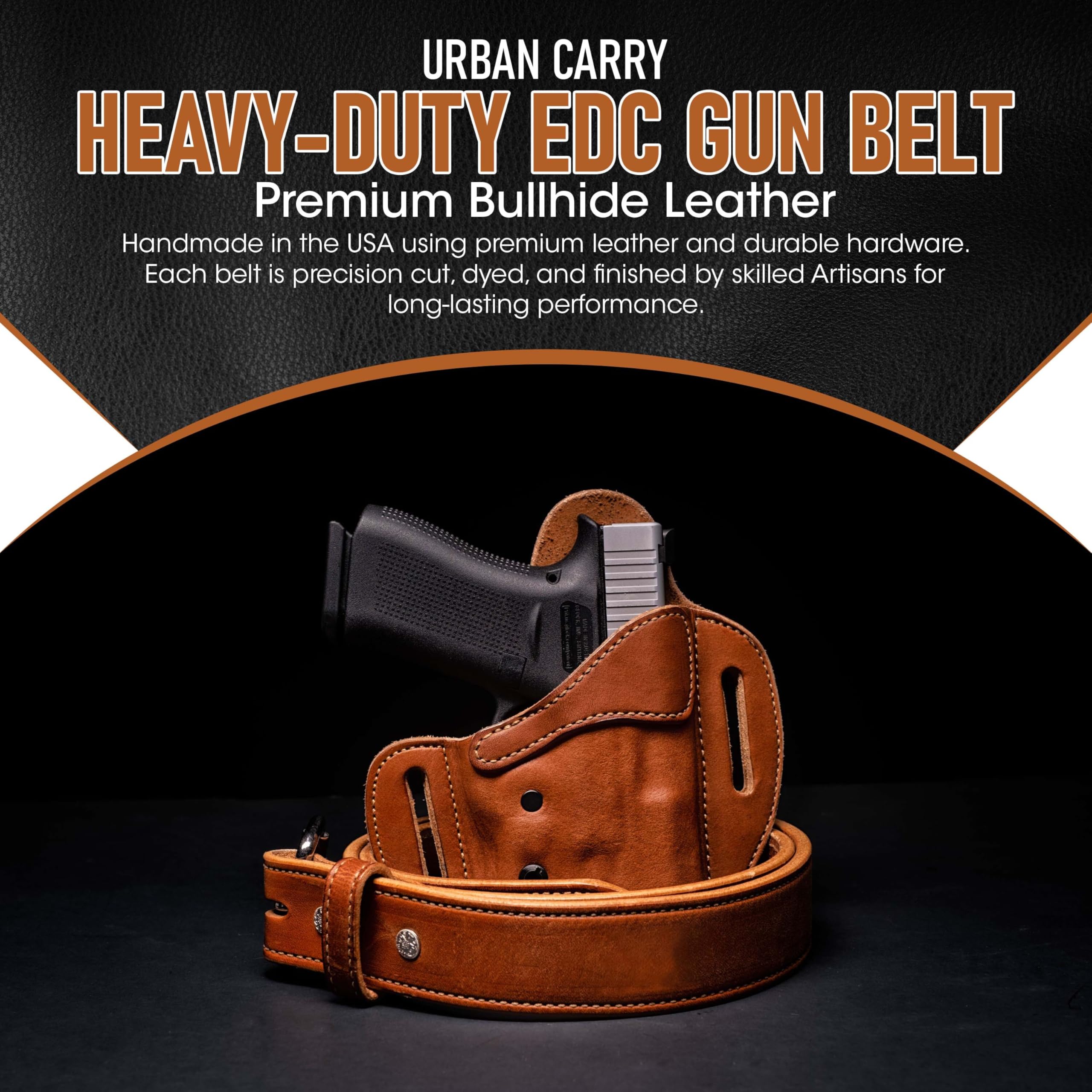 Cebeci 20797RT28 Right-Hand Leather IWB Comfort Tab 20797 Holster Gun Belt, Tan