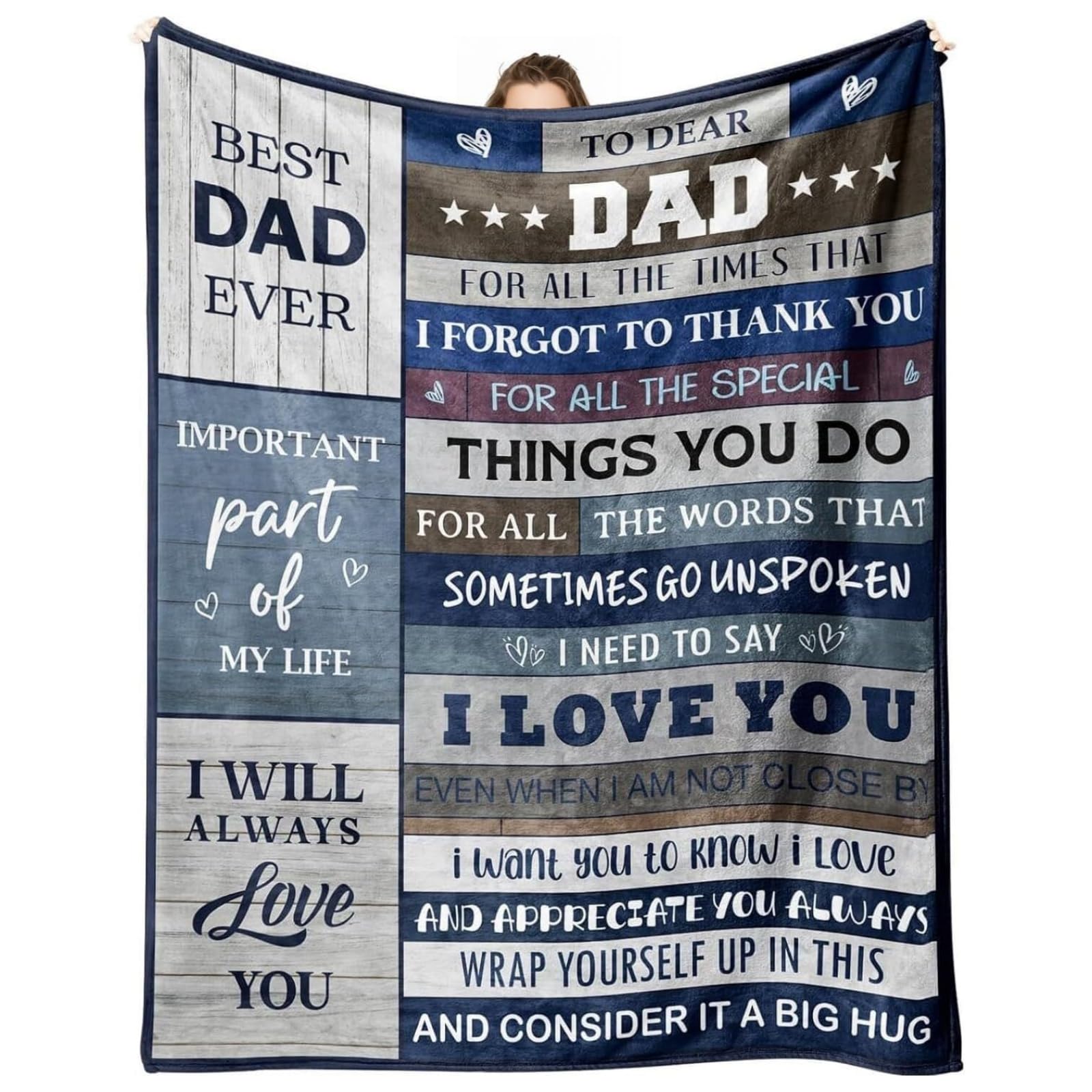 MORROWCAMP Dad Birthday Blanket 150 x 200 cm, Gifts for My Dad from Daughter Son, Soft Flannel Throw Blanket for Daddy, Papa Presents for Dad’s Birthday Gifts Fathers Day Christmas, Blue