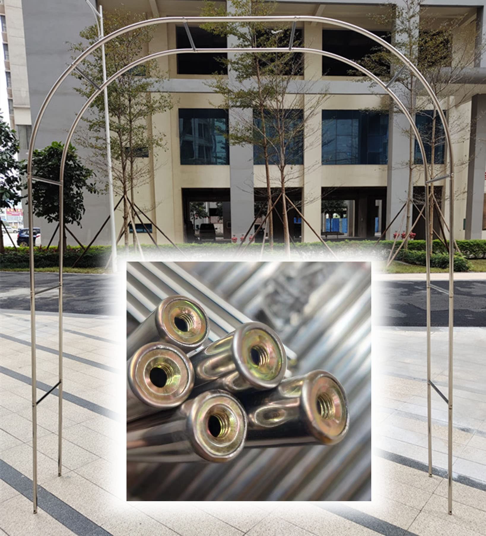 Arco de jardín independiente de 59x94 pulgadas con estructura metálica anticorrosión