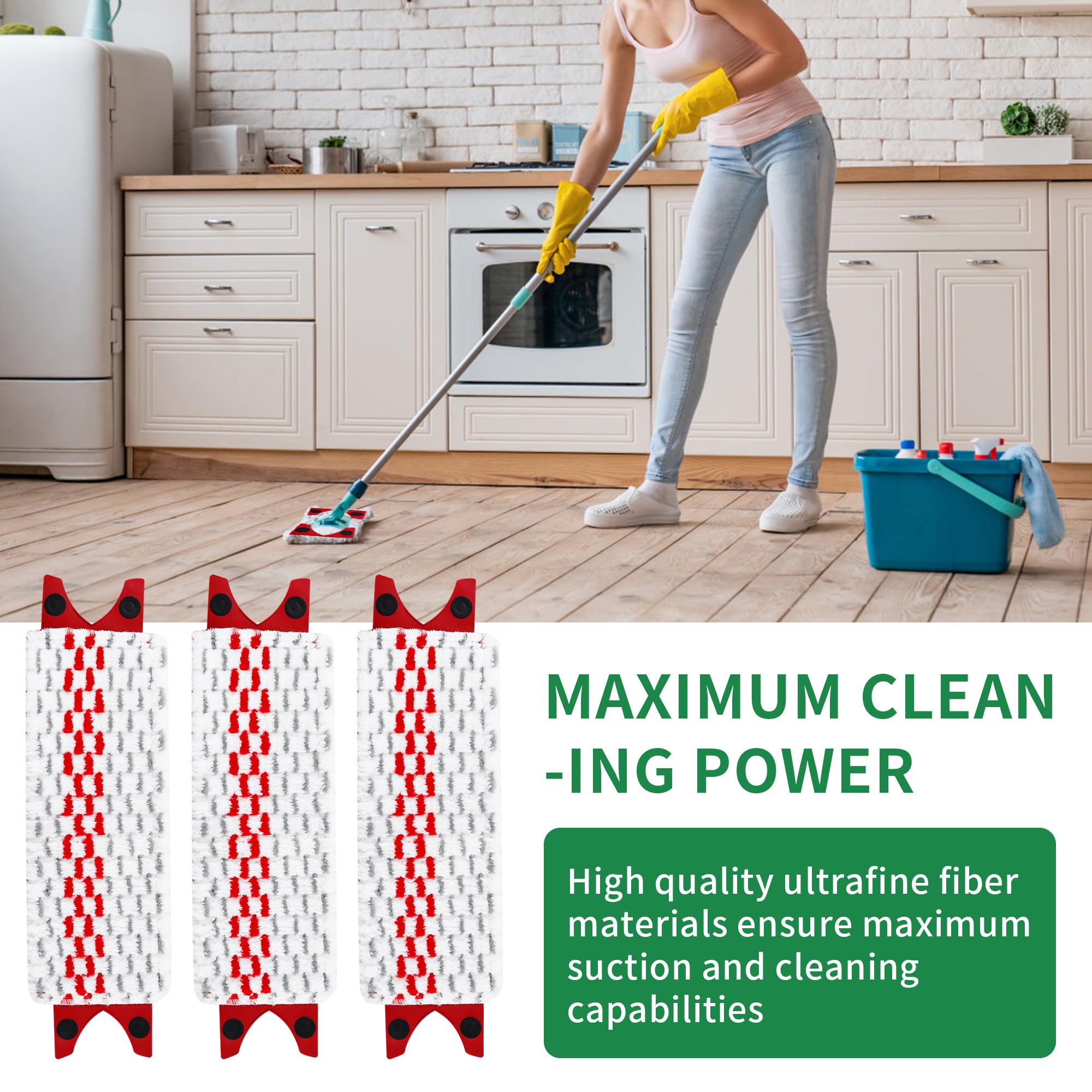 Recharge Microfibre Pour Serpillière Vileda UltraMax - 3 Pièces - 46x13cm - Lavable Machine