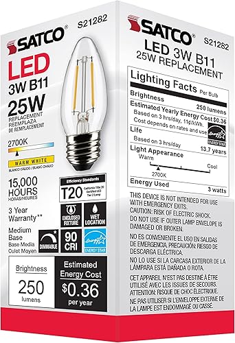 Miniatura 5 de Satco S21282 3B11LED927CL120VE26-paquete de 6