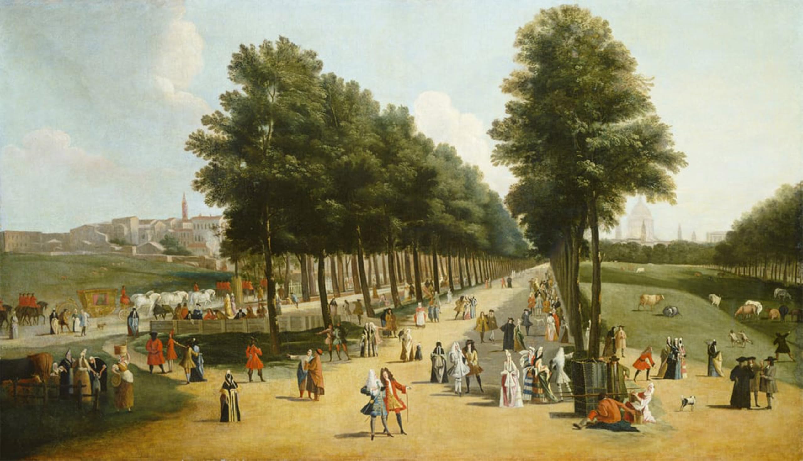 POSTERIIk Famous Animal Posters Vintage Picture View of the Mall in St S Park by Marco Ricci Modern Wall Decor for Home Decor 60x90cm