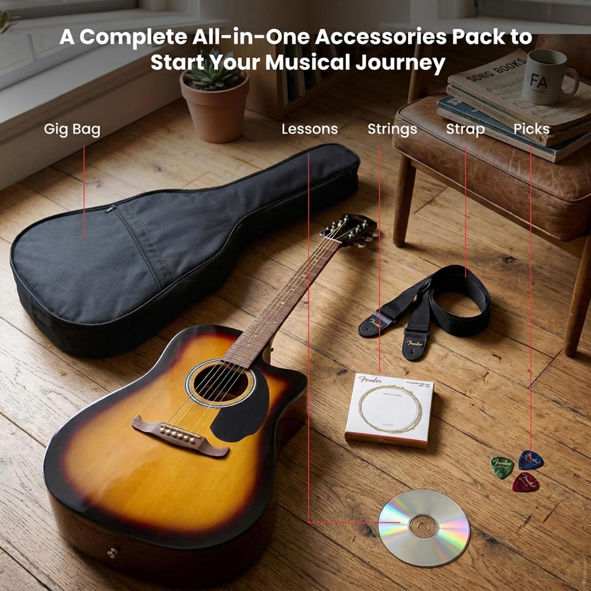 Amazon | Fender FA-125CE ドレッドノート カッタウェイ