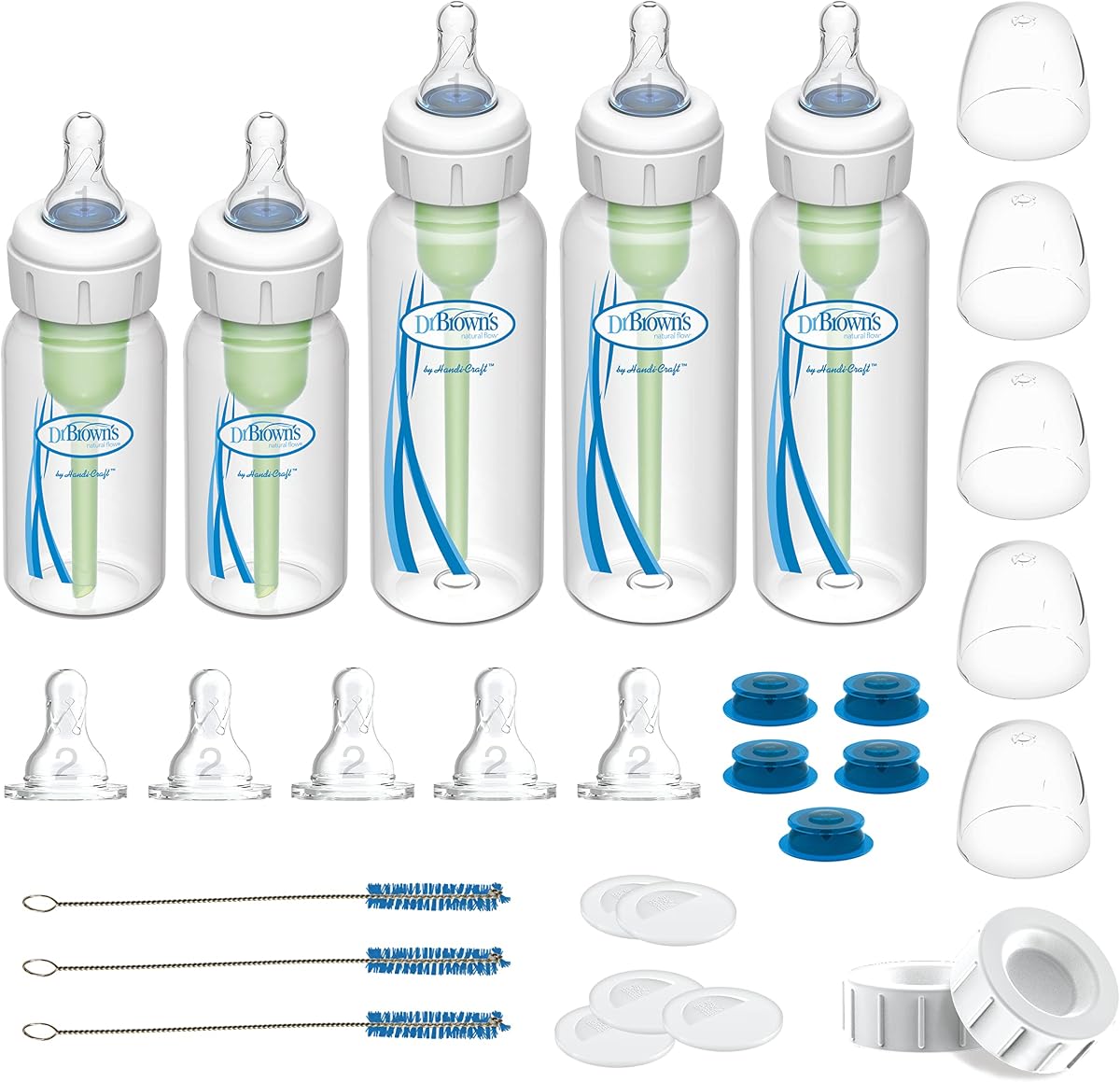 Dr. Brown's Kit de inicio del sistema de alimentación especializada, biberones estrechos, válvula de alimentación con ritmo infantil, solución de alimentación oral para bebés con labio hendido, ligadura de lengua, ligadura de labios, 0 m+