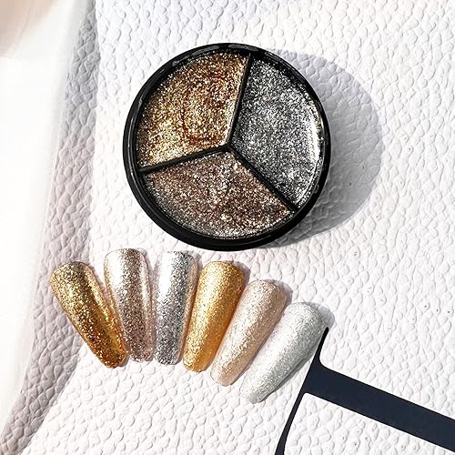 Miniatura 2 de AIJIMEI Esmalte de uñas de gel sólido con purpurina 3 en 1, esmalte de uñas de gel sólido con purpurina de diamante, esmalte de uñas en gel sólido