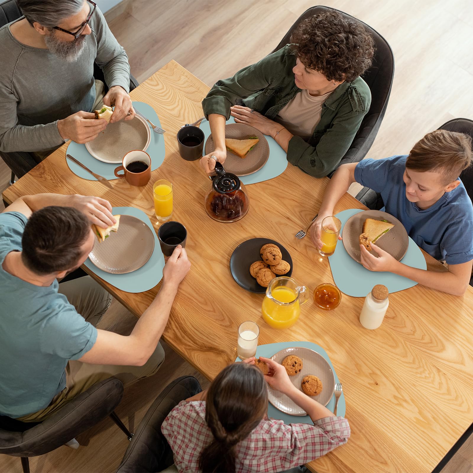 Juego de 6 manteles individuales para mesa de comedor, manteles individuales de cuero resistentes al calor, de doble capa, suaves, impermeables, fáciles de limpiar, para cocina, comedor, mesa