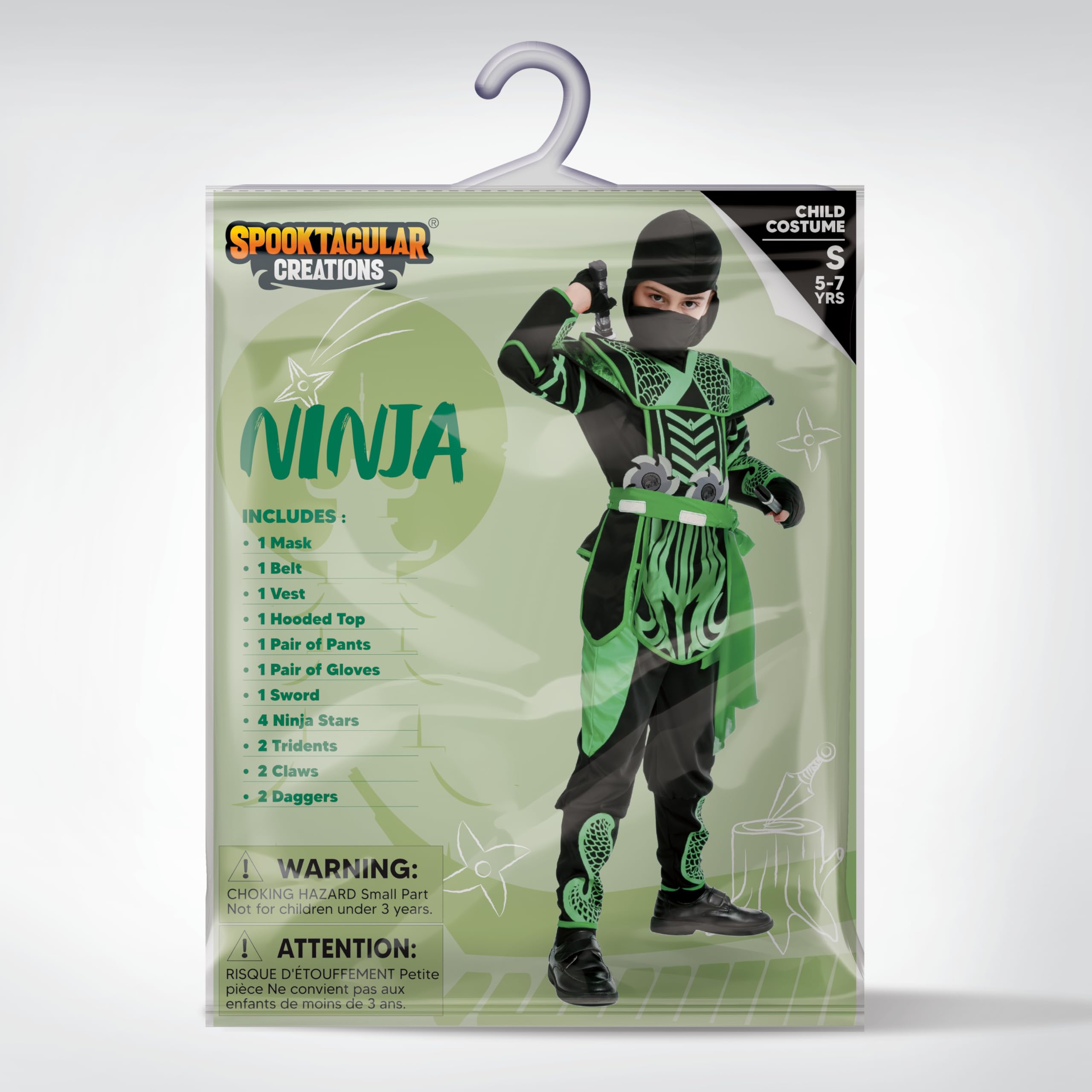 Spooktacular Creations Costume da Guerriero Ninja di Halloween Rosso Nero per Ragazzi Ragazze Festa in maschera di Halloween Feste a tema Ninja Giochi di ruolo