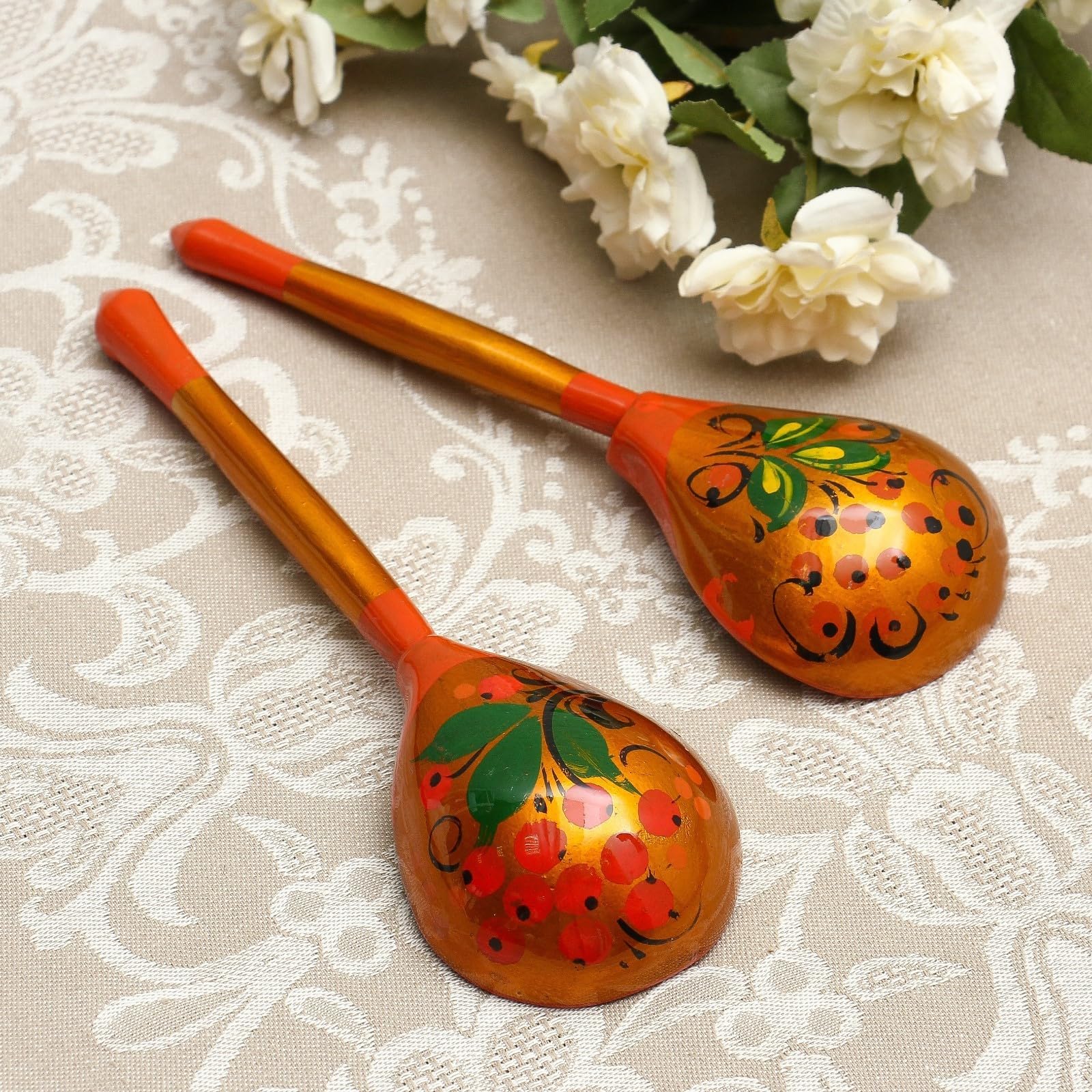 Khokhloma russe ensemble de bols et cuillères 9pc ensemble France