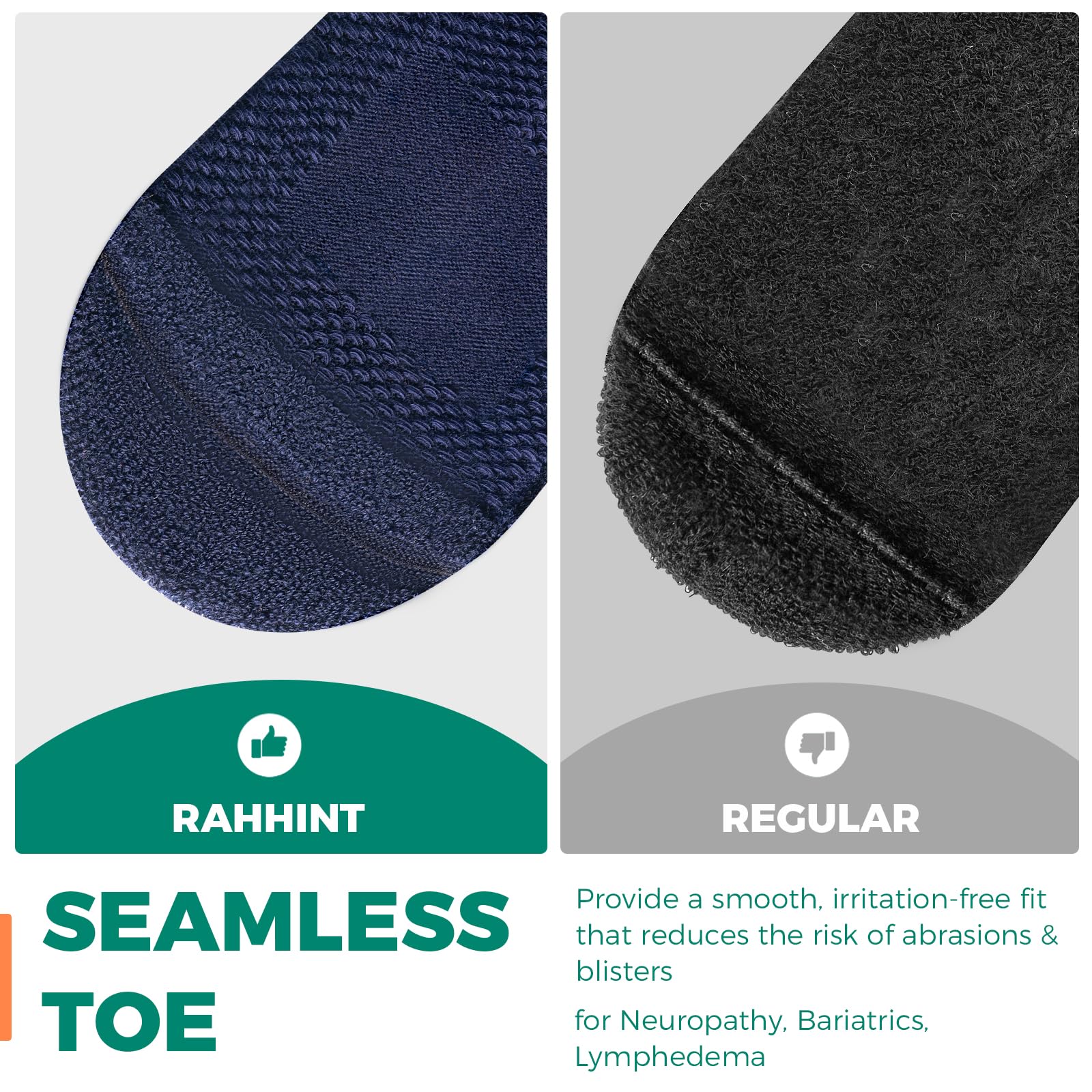 Calcetines de lana merino para diabéticos para hombres y mujeres, gruesos, cálidos, holgados, sin ataduras, pies anchos, suaves y transpirables