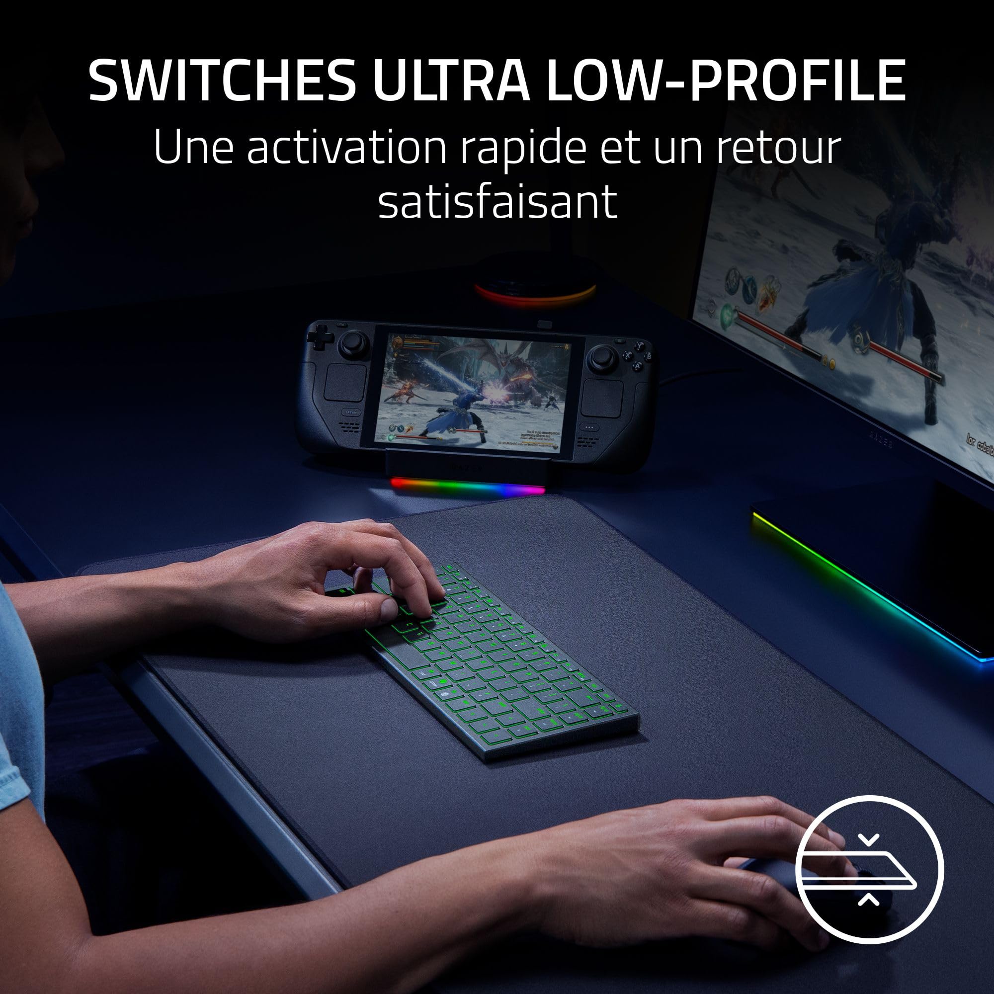 Razer Joro Portable Keyboard - Clavier sans Fil Rétroéclairé Compact - Bluetooth - WiFi - Low Profile - USB-C - Compatible Apple macOS & iOS - PC Windows - Clavier Francais AZERTY | Noir