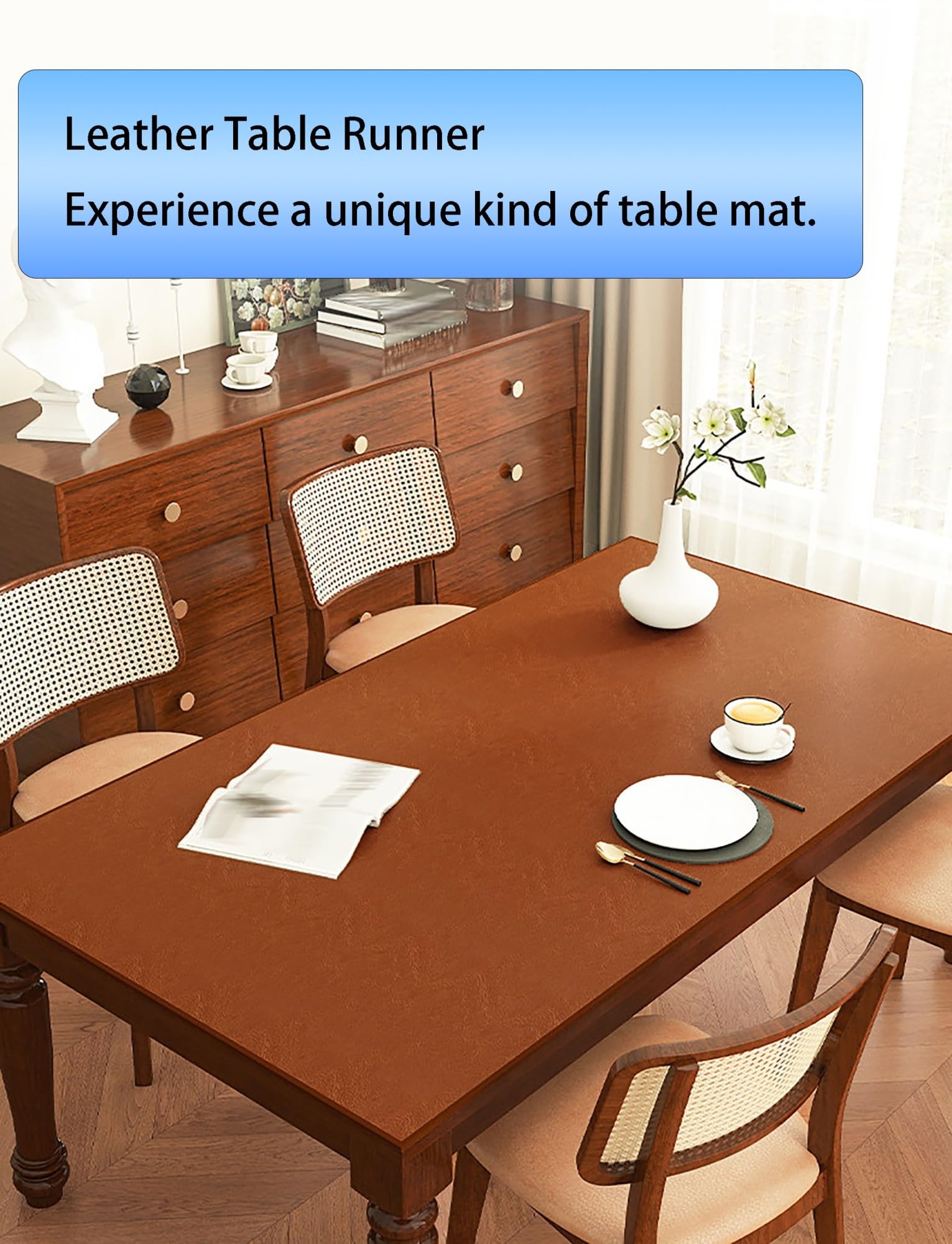 Nattes Table Similicuir Double Face, 2mm Épais, Anti-Chaleur Antidérapantes | Protège-Bureau pour Espace de Travail, Tapis pour Soirées Jeux, Anti-Taches de Café et Graisse(31.5x51.2in)