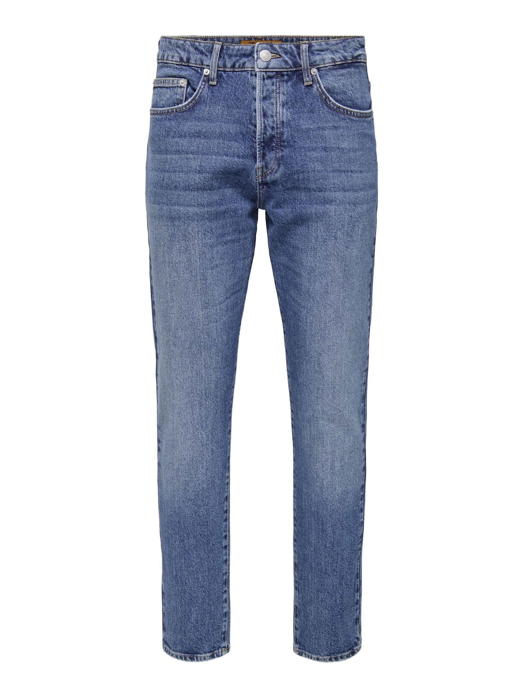 ONLY & SONS Herren Denim Jeans Regular Fit 5-Pocket Style Hose Verkürzt mit Knopfleiste ONSYOKE