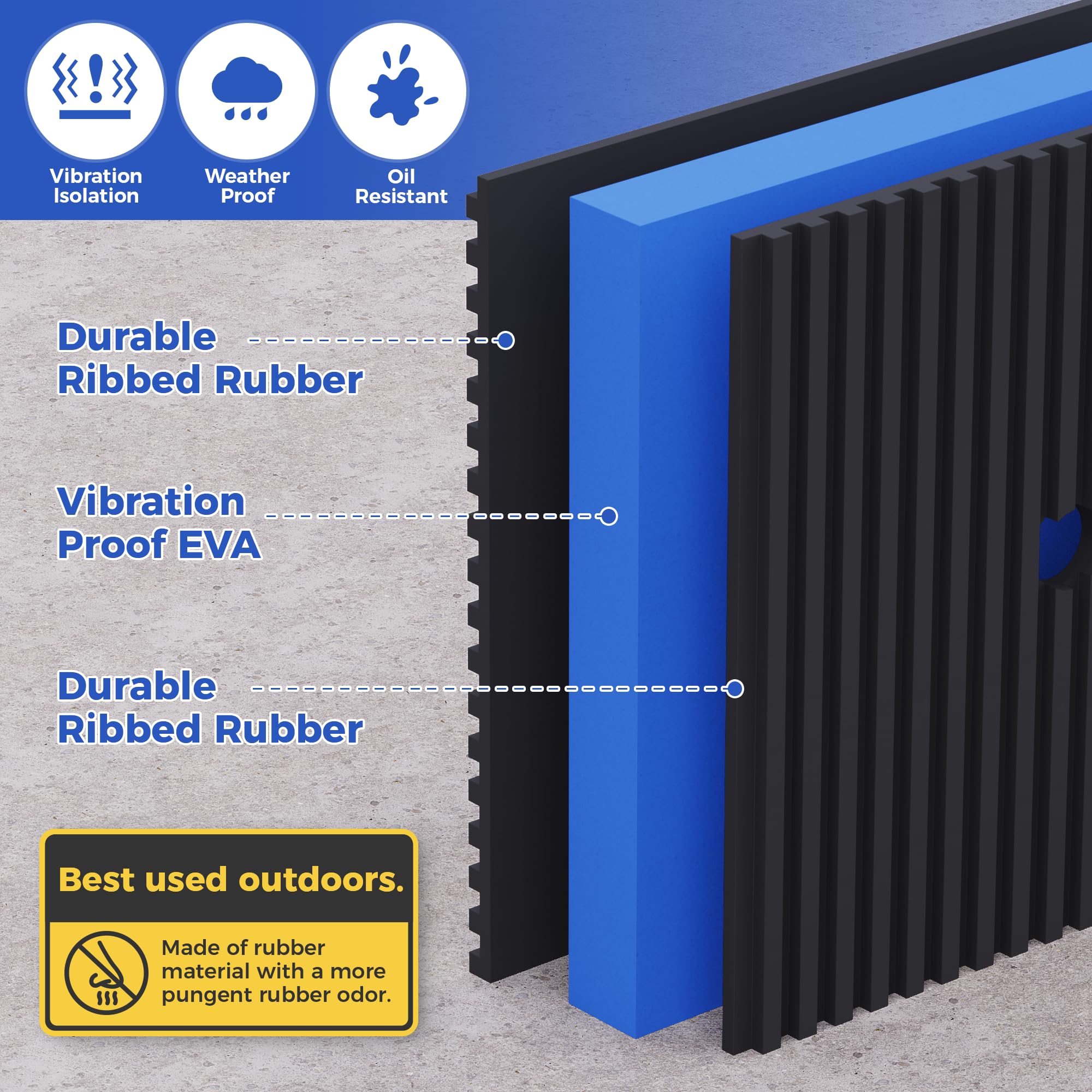 Anti Vibration Pads, 4"× 4"×7/8" Vibration Isolator Pads, Mechanical Vibration Damping Pads, Heavy Duty Rubber Isolation Pads, 3/8"Pre-Drill Hole Vibration Isolator Pad for Air Compressor — Amazon image 3