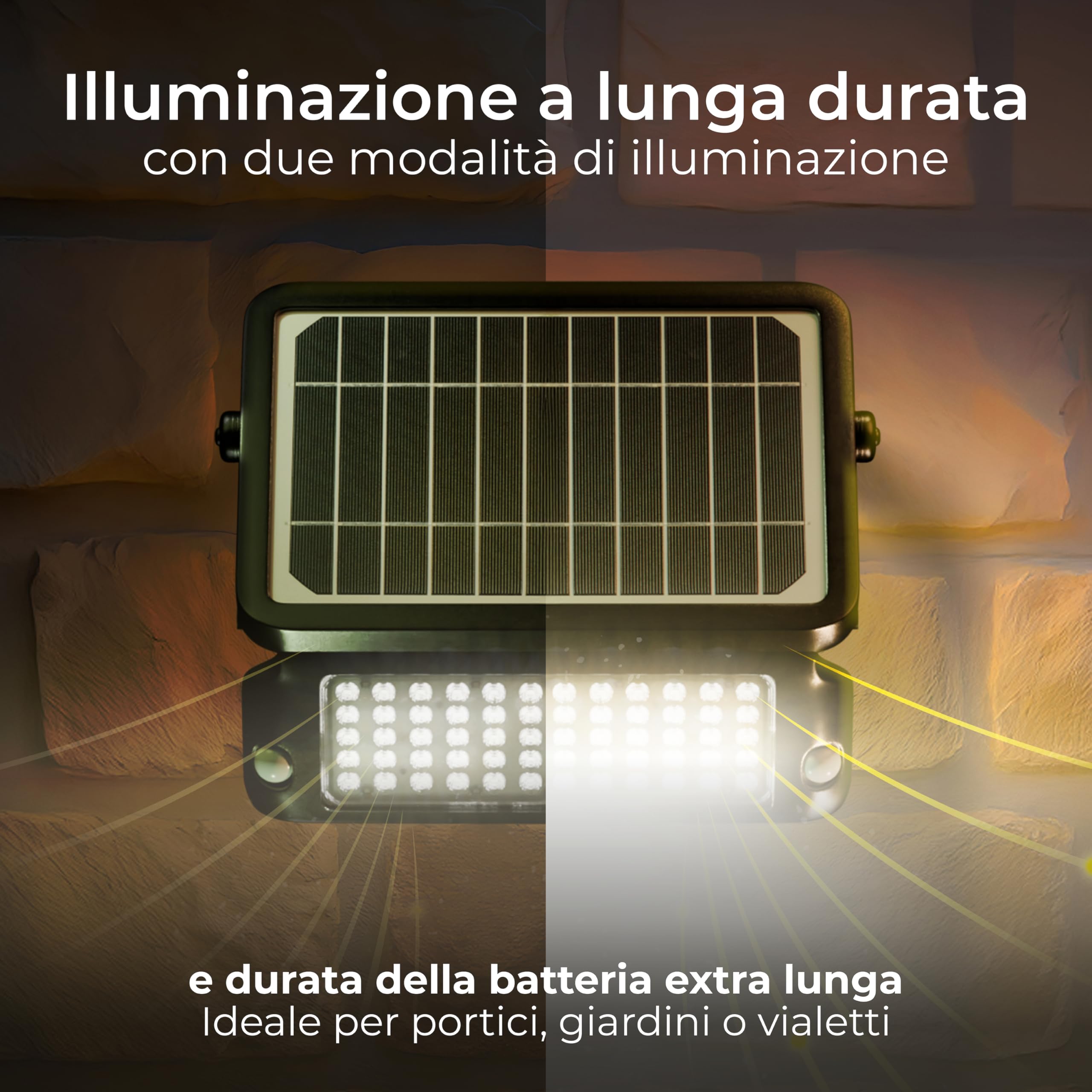 Luceco Proiettore LED per Esterni a Energia Solare con Sensore di Movimento PIR, Luce di Sicurezza, Illuminazione per Esterni, Regolabile, Guardian, Nero, IP65, 10W, 1080lm, 4000K, LEXSF11B40