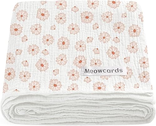 Miniatura 29 de meowcards Mantas de muselina para envolver al bebé, mantas unisex para bebés niños y niñas, grandes 47 x 47 pulgadas, mantas de recepción Boho