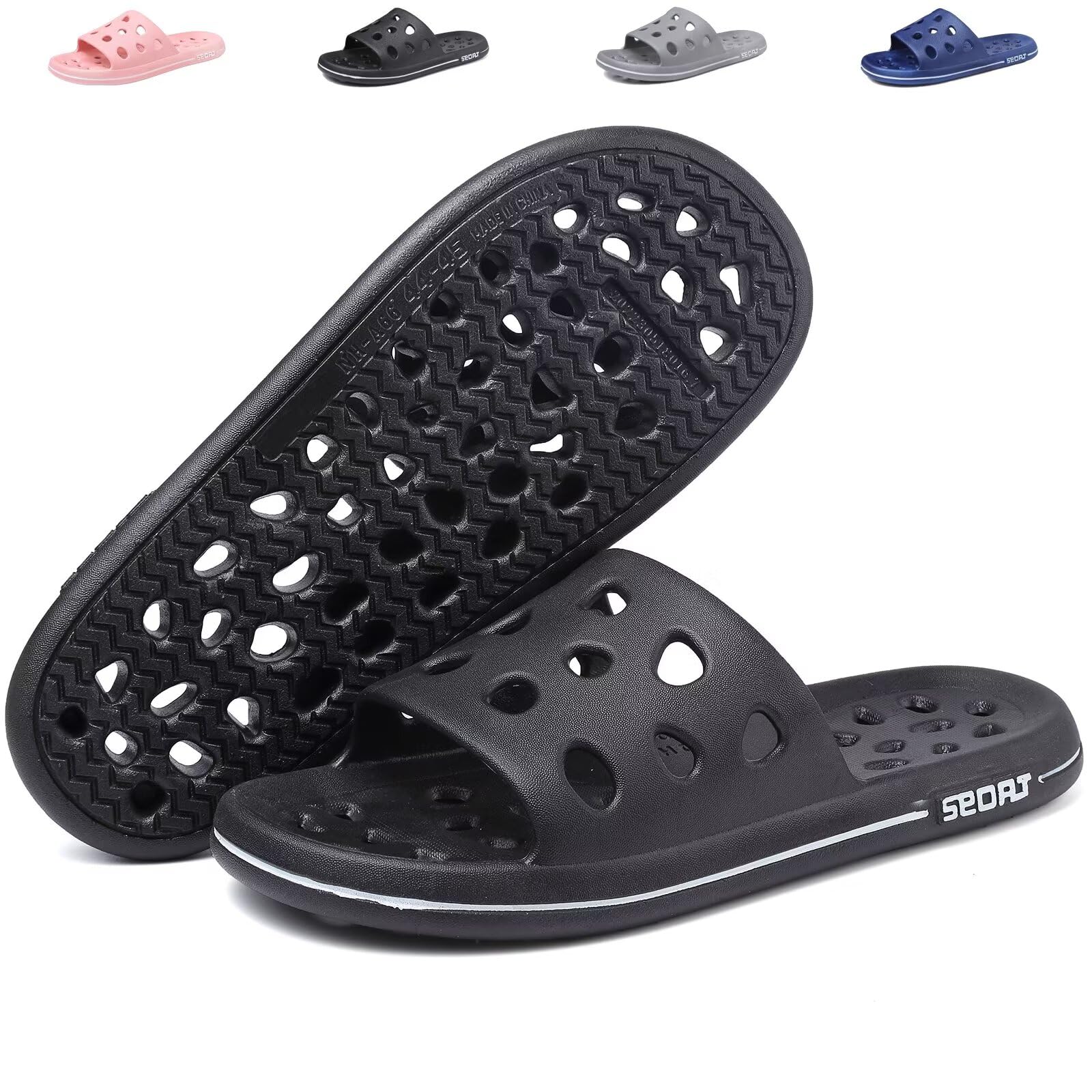 Shower Shoes for Women Men, Comfortable Arch Support Quick Drying Pool Slides, Non-Slip Beach Sandals Bathroom Travel College Dorm Shower Slippers-image-21