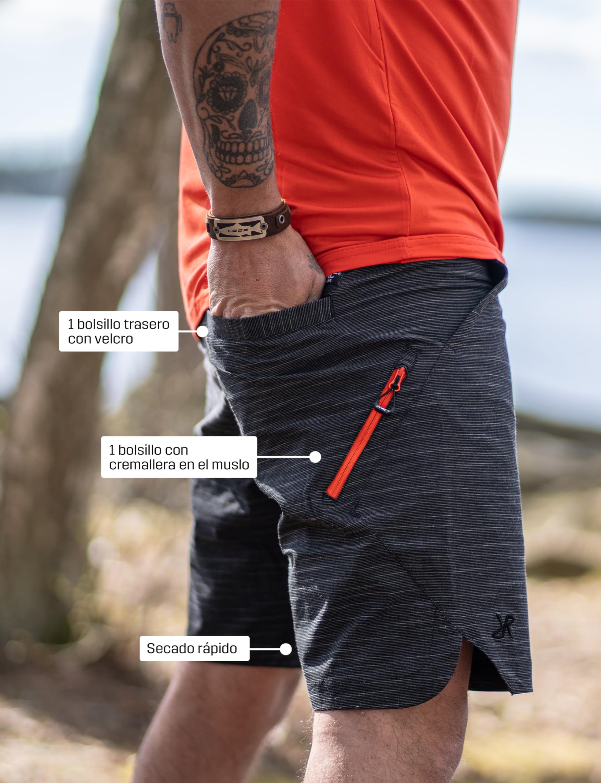 RevolutionRace Hike & Dive Shorts para Hombre, Pantalones Cortos Híbridos de Senderismo