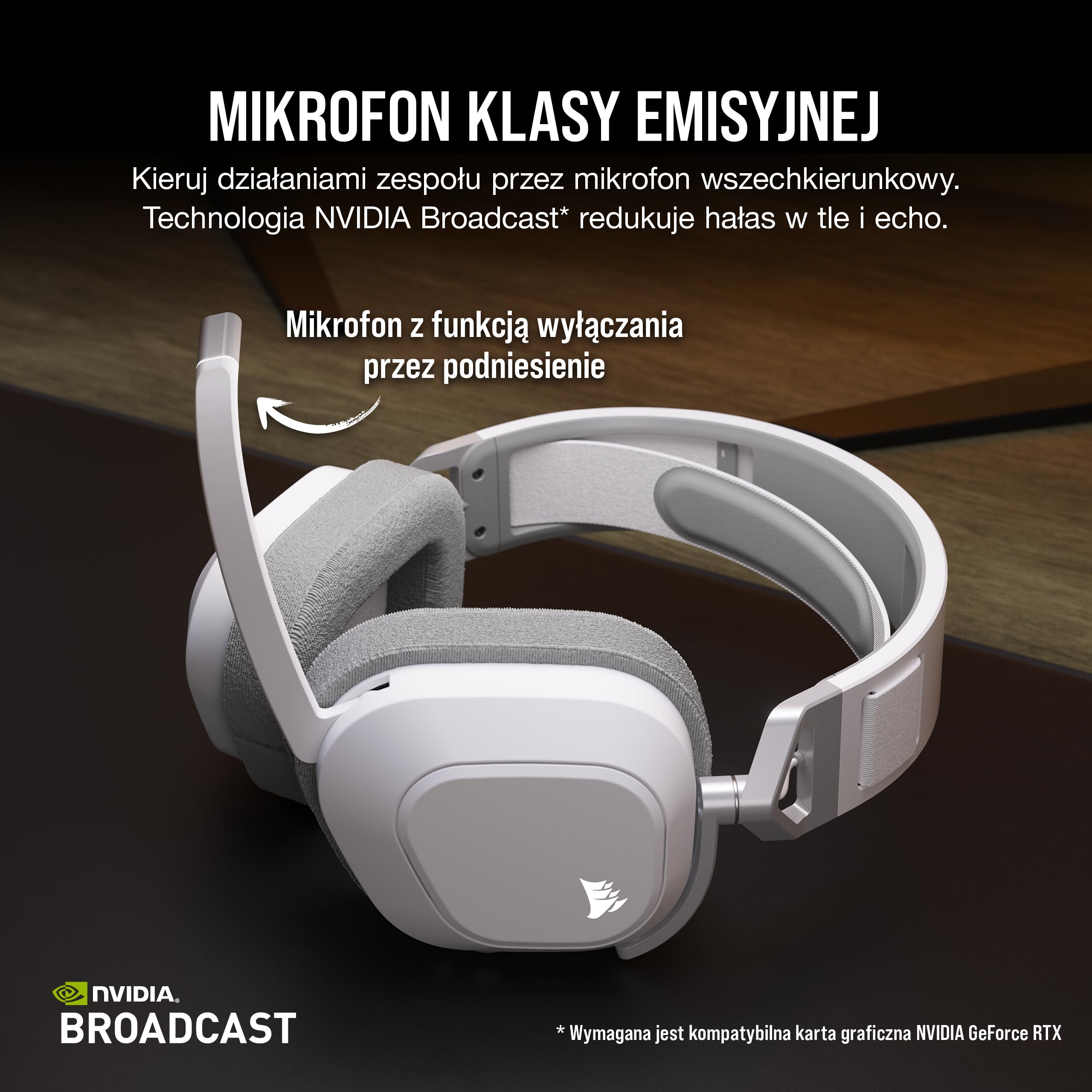CORSAIR HS80 MAX WIRELESS Wieloplatformowy Zestaw Słuchawkowy do Gier z Bluetooth - Dolby Atmos - Mikrofon o Jakości Transmisji - Kompatybilny z iCUE - PC, Mac, PS5, PS4, Mobile - Biały