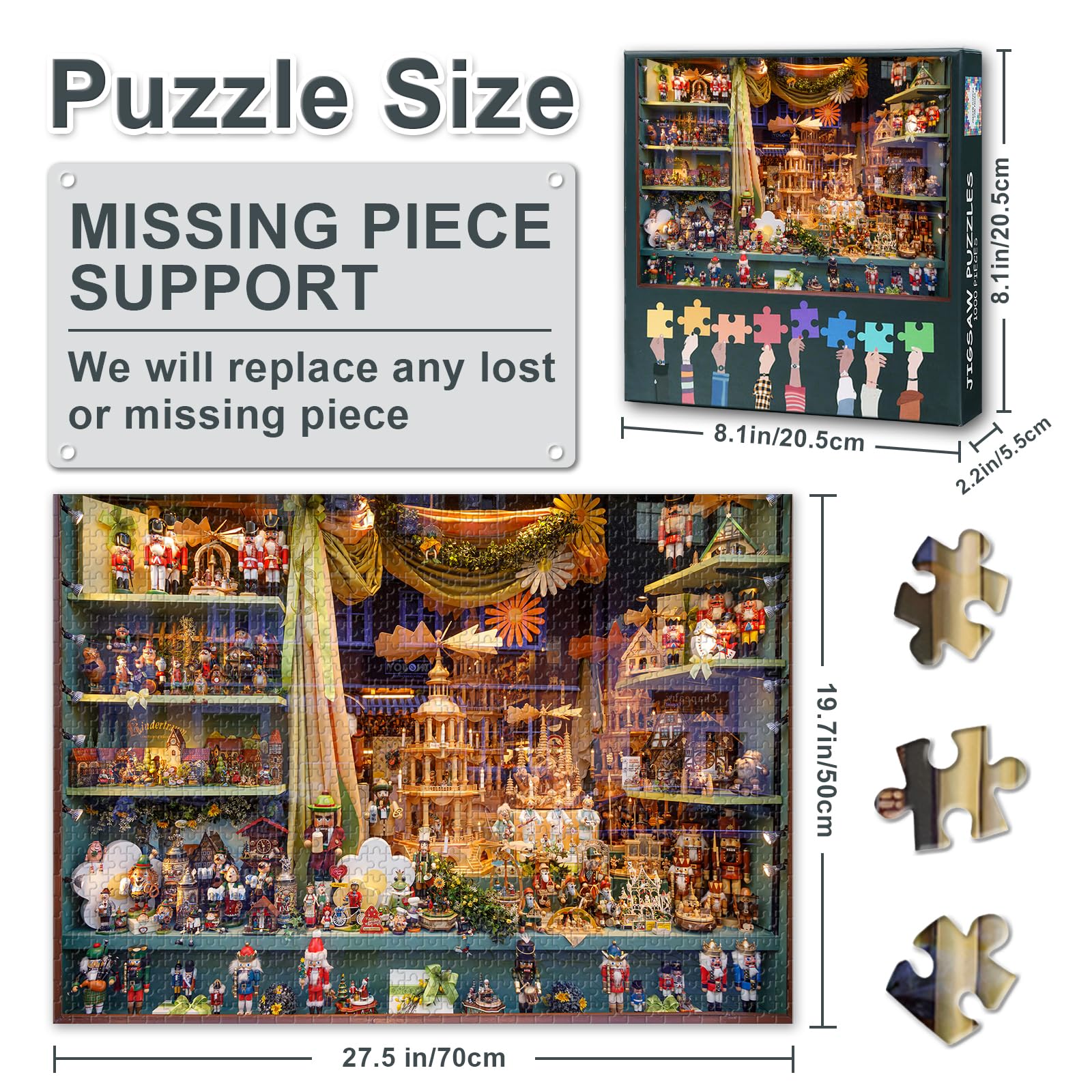 Puzzles for Adults 1000 Pieces Rothenburg Ob Der Tauber Germany Souvenir Shop Window Displaying Puzzles Bavarian Nutcracker Soldier Doll Puzzle Games for Adults Hard Challenging Jigsaw Puzzles - Image 3