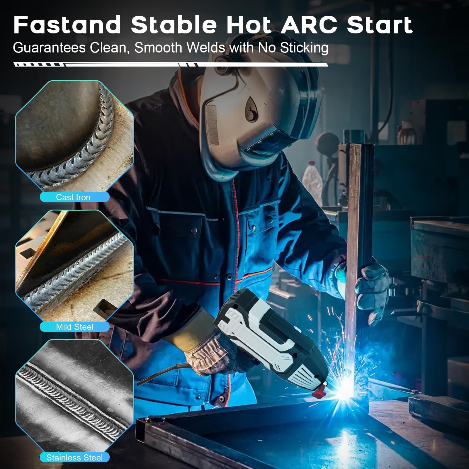 Tragbares Handschweißgerät 220V, ARC Elektroden Schweißgerät mit IGBT-Wechselrichter, laser schweißpistole für Schweißstäbe 3/32-1/8 (2.5-3.2 mm), Lichtbogenschweißgerät (Grau)