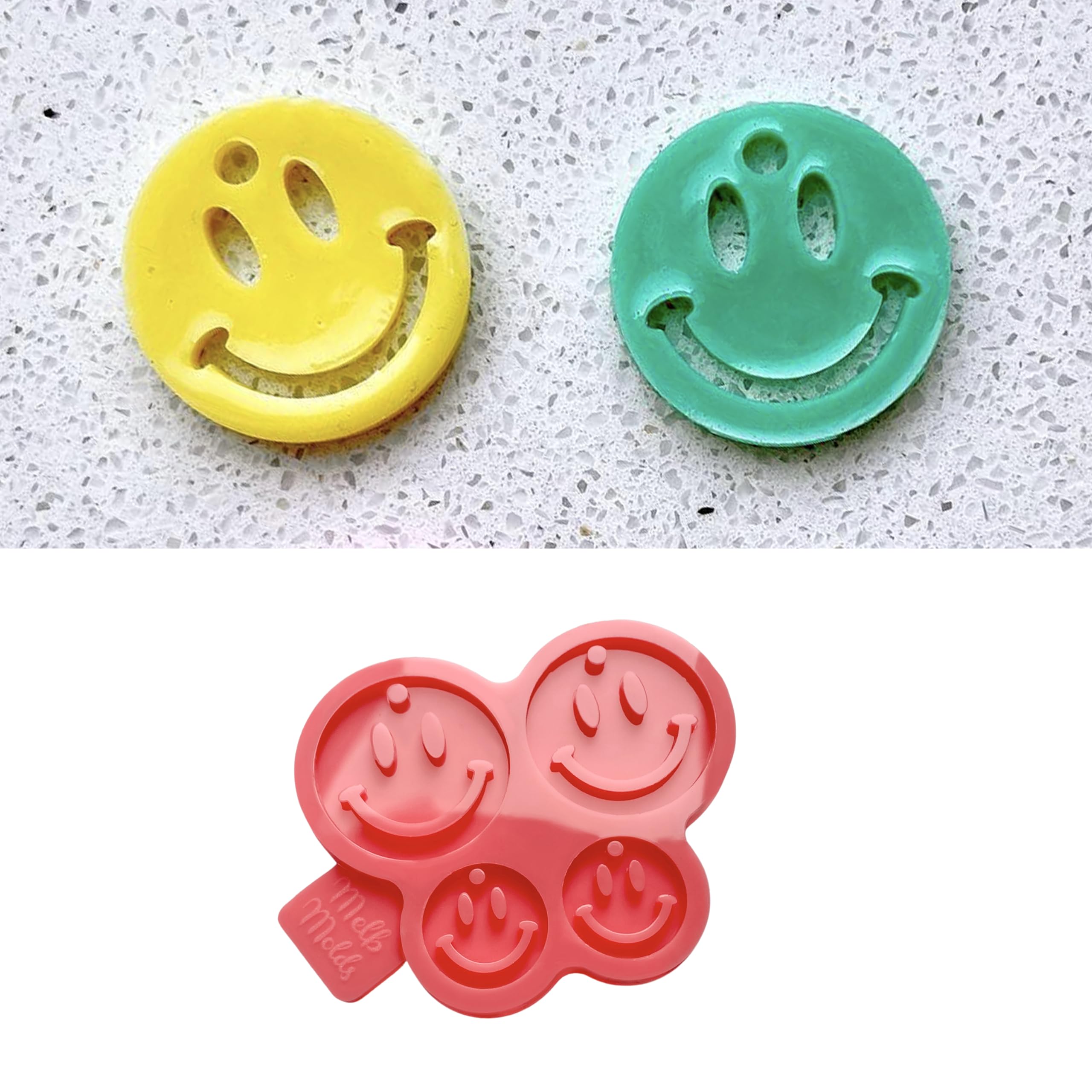 MelbMolds Smiley Face Epoxy Resin Silicone Mold - 2 Size - Create Emoji Keychains, Tags, Earrings, Pendants, & DIY Jewellery