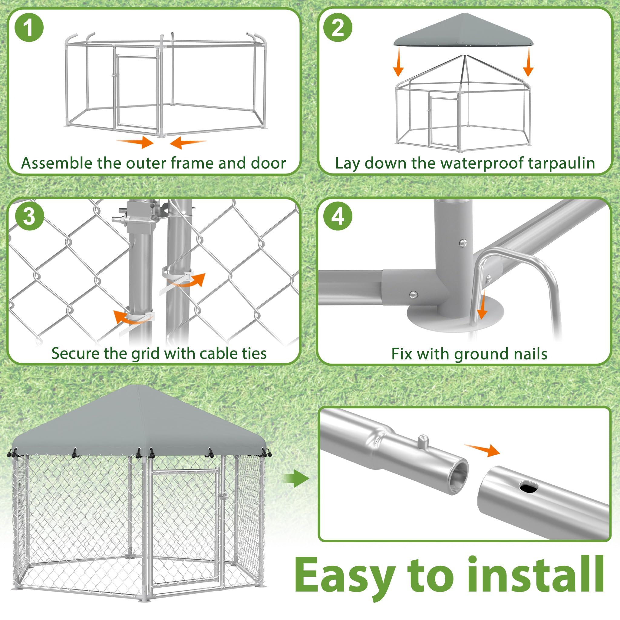 FIVMEN Cuccia per cani da esterni 280x250x165 cm acciaio zincato con porta bloccabile