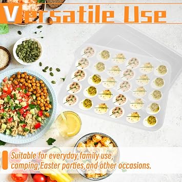 OJYUDD Deviled Egg Containers with Lid,Plastic Egg Holder for Refrigerator,30 Egg Storage Holder,Fridge Egg Dispenser Egg Storage Box