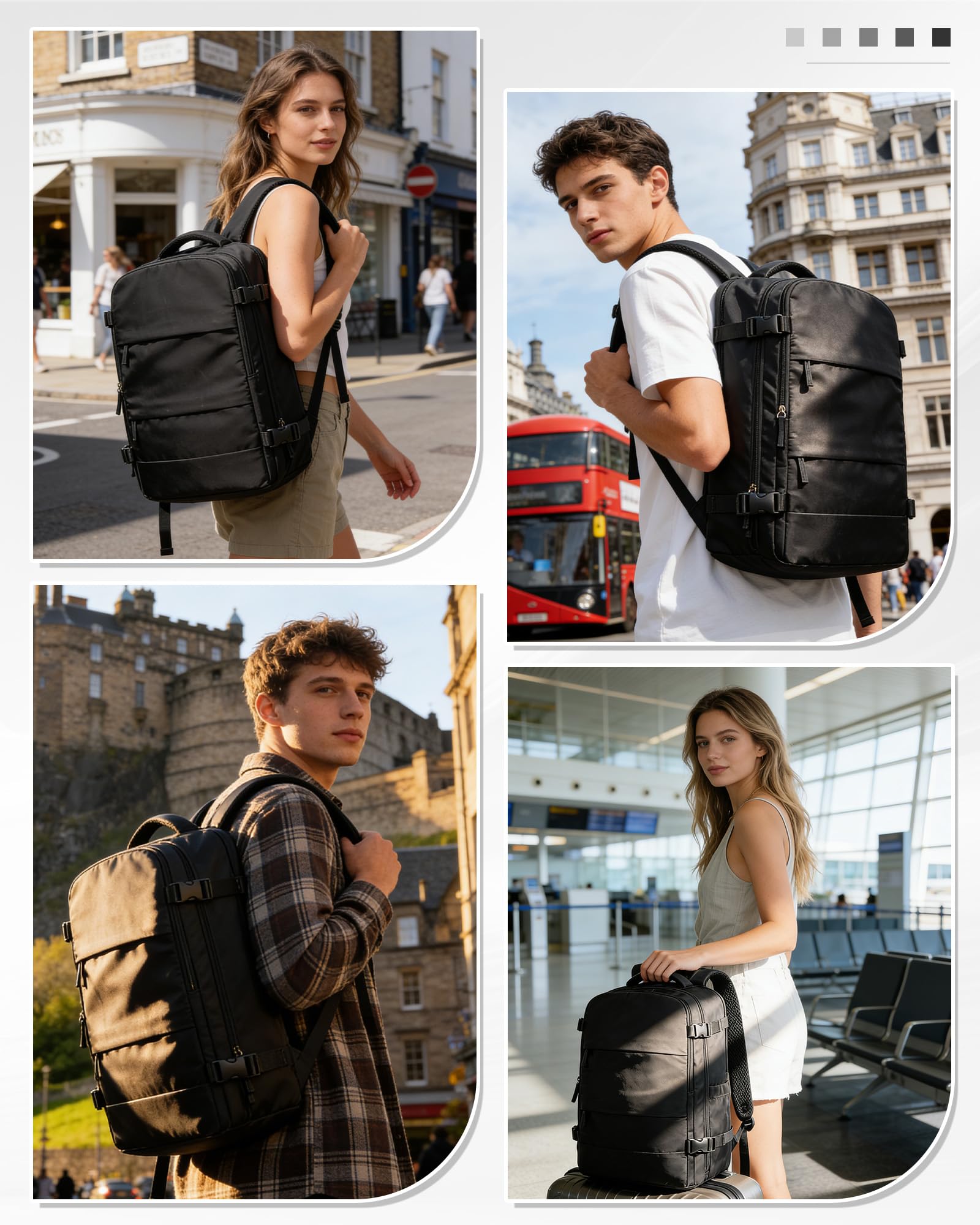 SEAFEW Borsa da Cabina per Ryanair 40x30x20 Zaino Sottovuoto da Viaggio con Pompa Aereo Bagaglio a Mano per Easyjet Impermeabile Lavoro e Scuola Trekking Casual Daypack per 14" laptop,A01-Nero