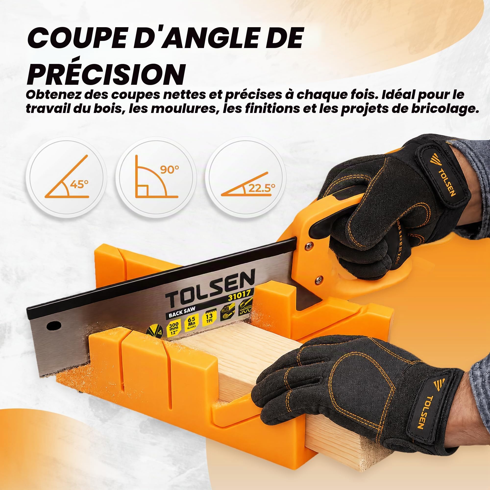 Tolsen Boîte à onglets et scie tenon fine 300 mm