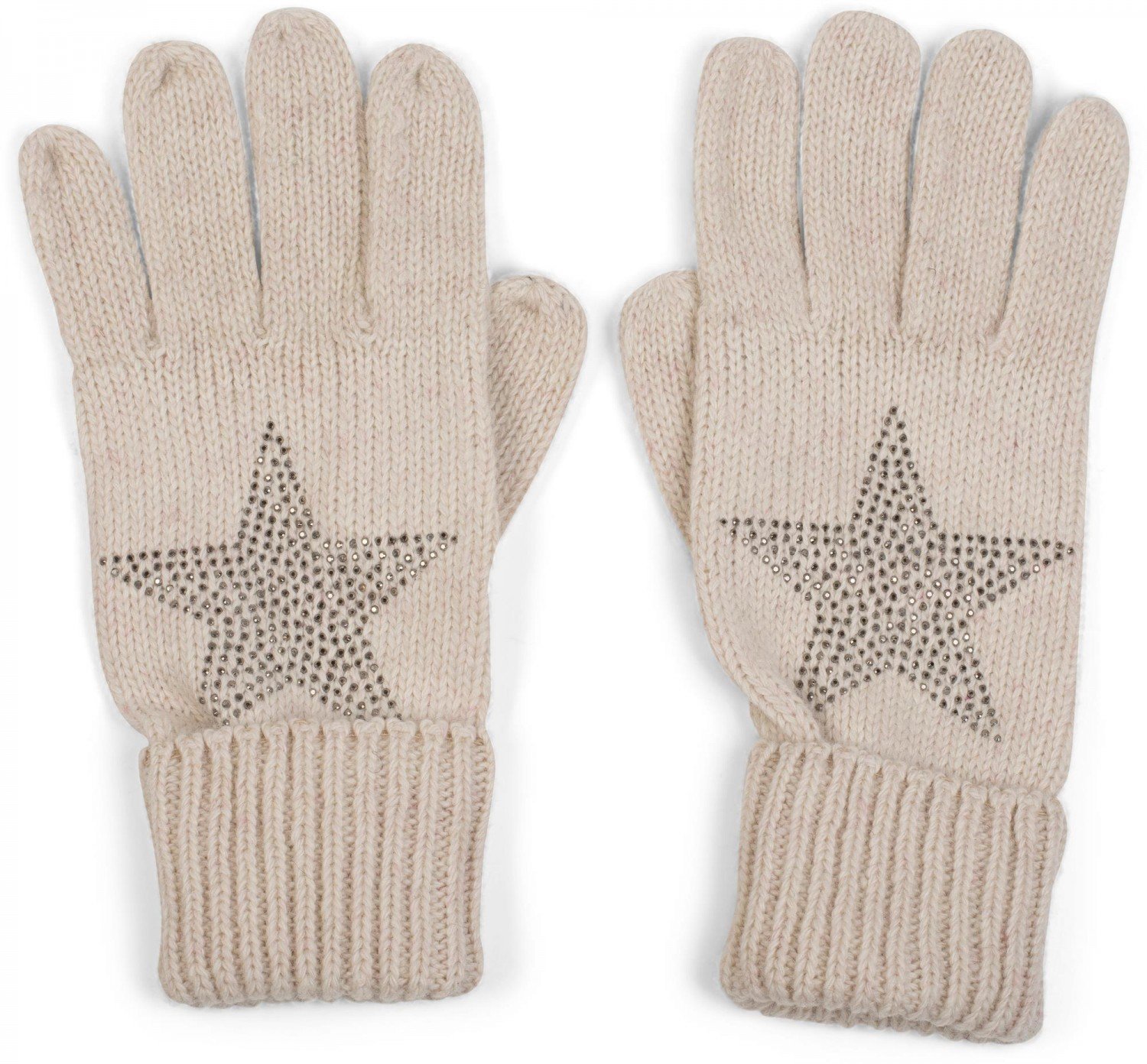 Gants Chauds En Maille Avec étoiles Strass - Taille Unique Femme - Doux Et Extensible