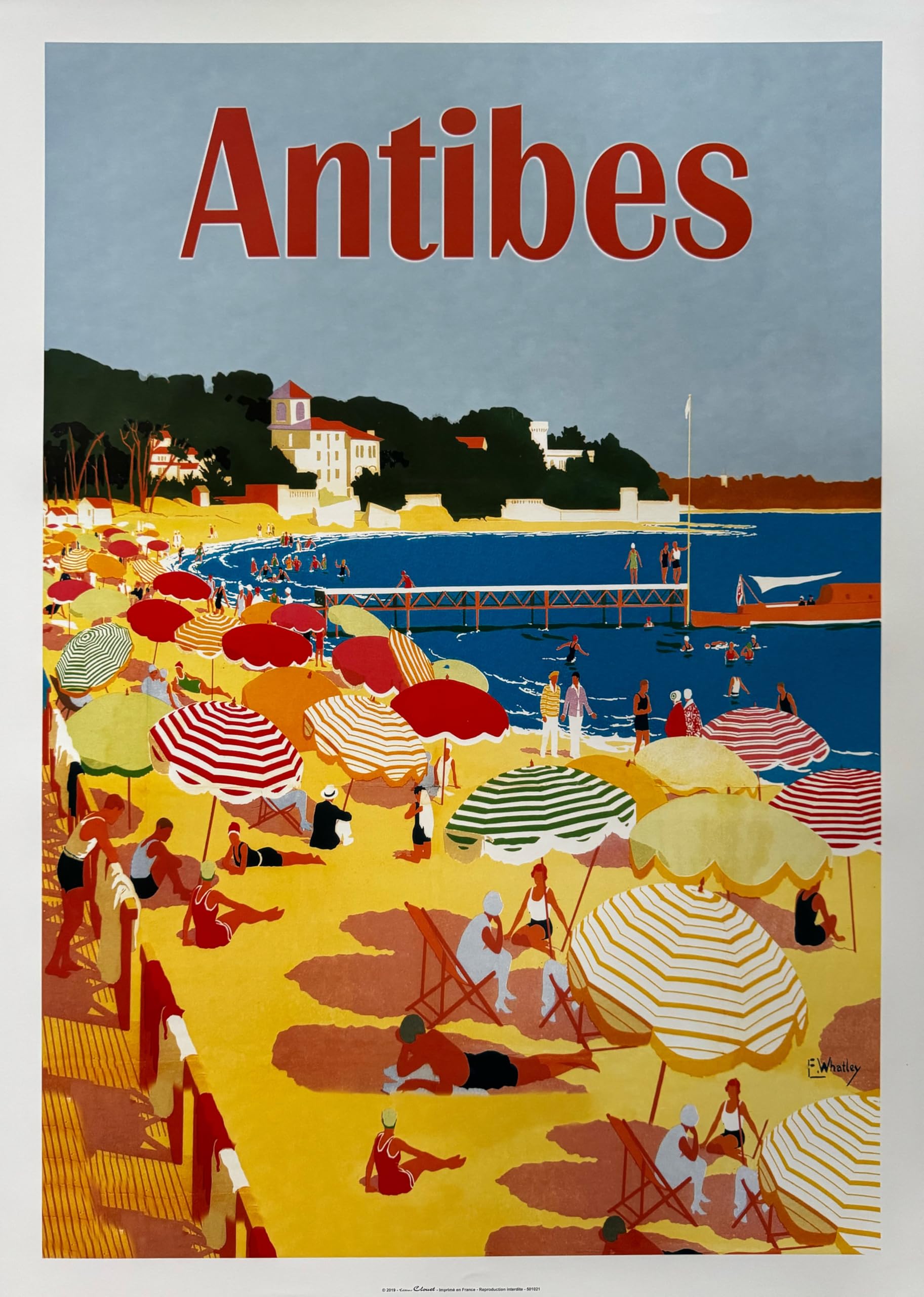 Affiche Antibes Plage 50x70cm décoration murale mer - 2