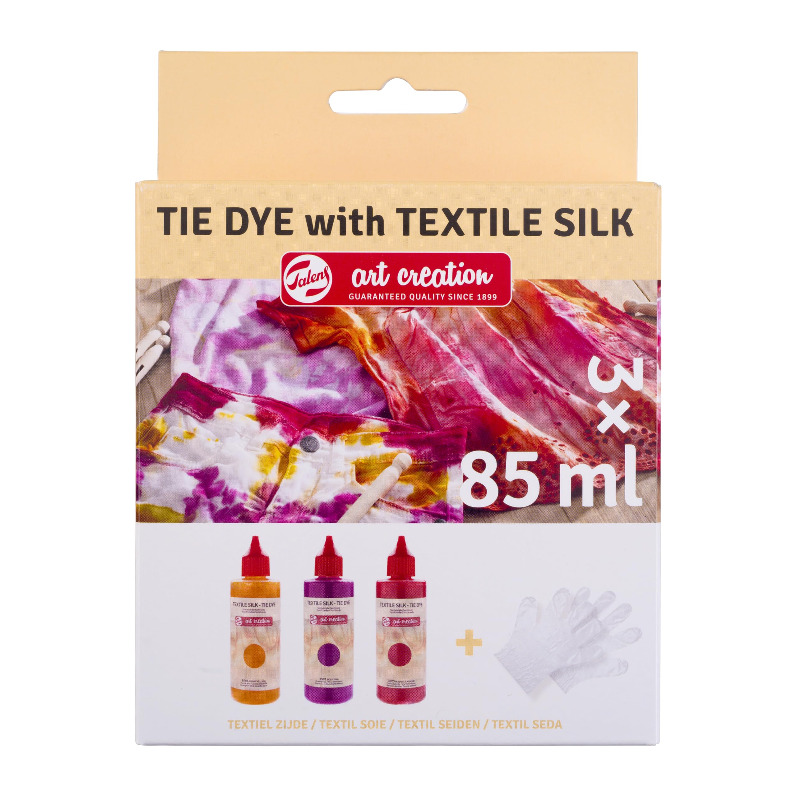Talens Art Creation Tie Dye with Textile Silk Set - Set of 3, Warm Colors, Bottles