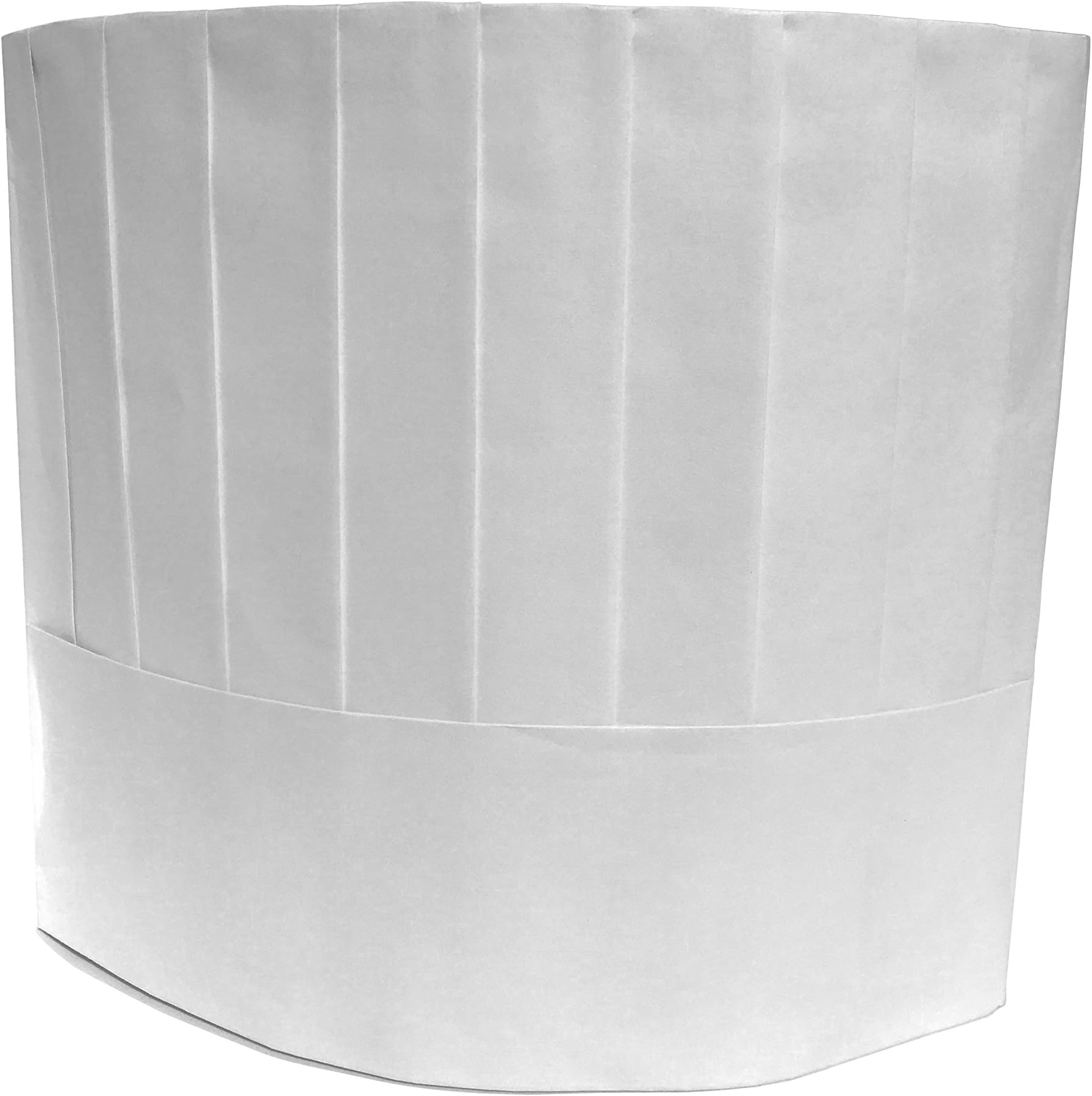 Disposable Paper Chef's Hats, Pleated, Adjustable Band, 10 Inches Tall, White - 20 pcs per Pack