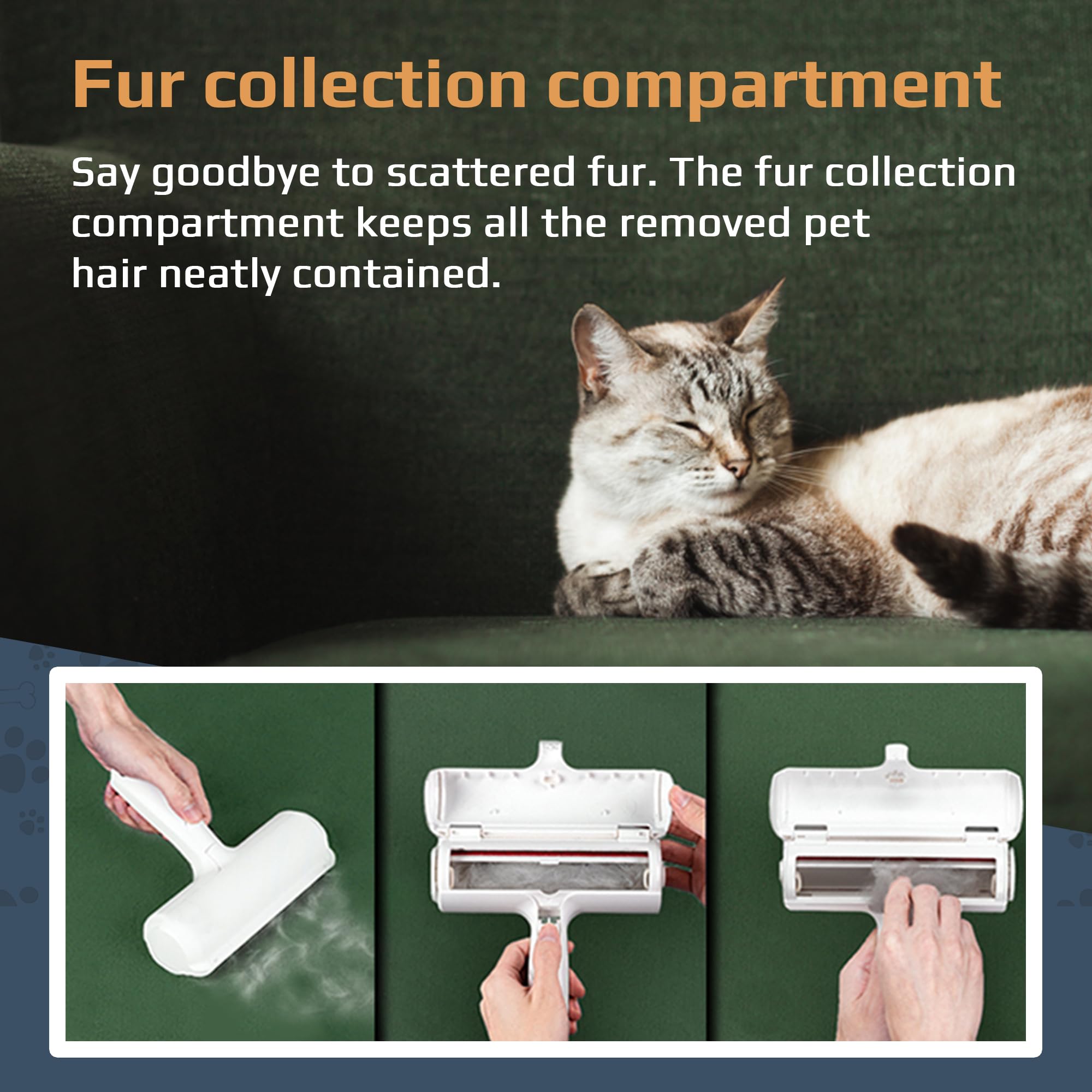 Removedor de pelo de mascotas | Removedor de pelo de gatos y perros para muebles, sofá, ropa, alfombra, coche | Removedor de pelo de mascotas portátil para asientos de coche de lavandería, ropa de