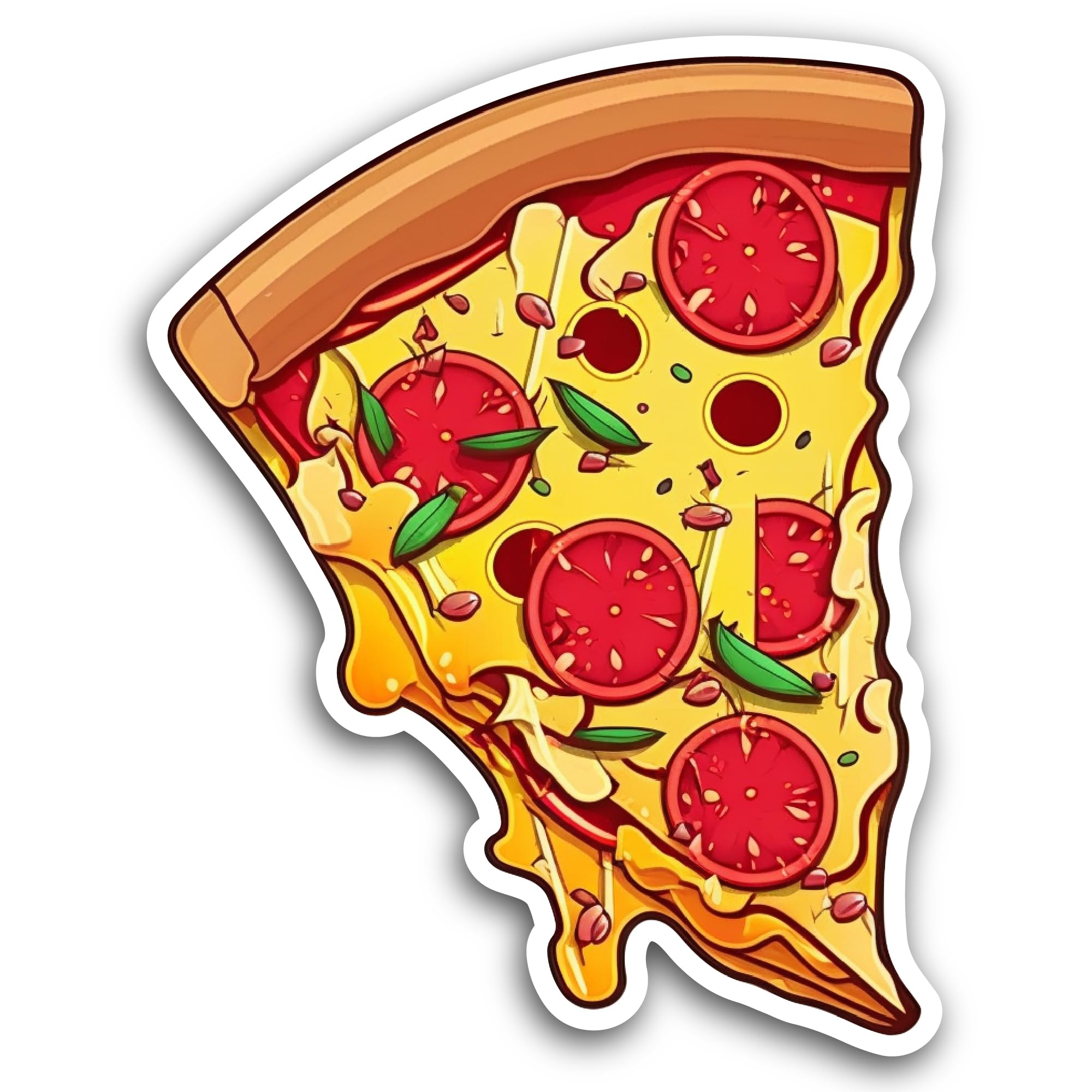 2 (Pieces) 3" and 5" Slice of Pepperoni Pizza Sticker, Waterproof Vinyl Decals for Many Purpose Like Cars, Trucks, Laptops, Phones, Windows and More