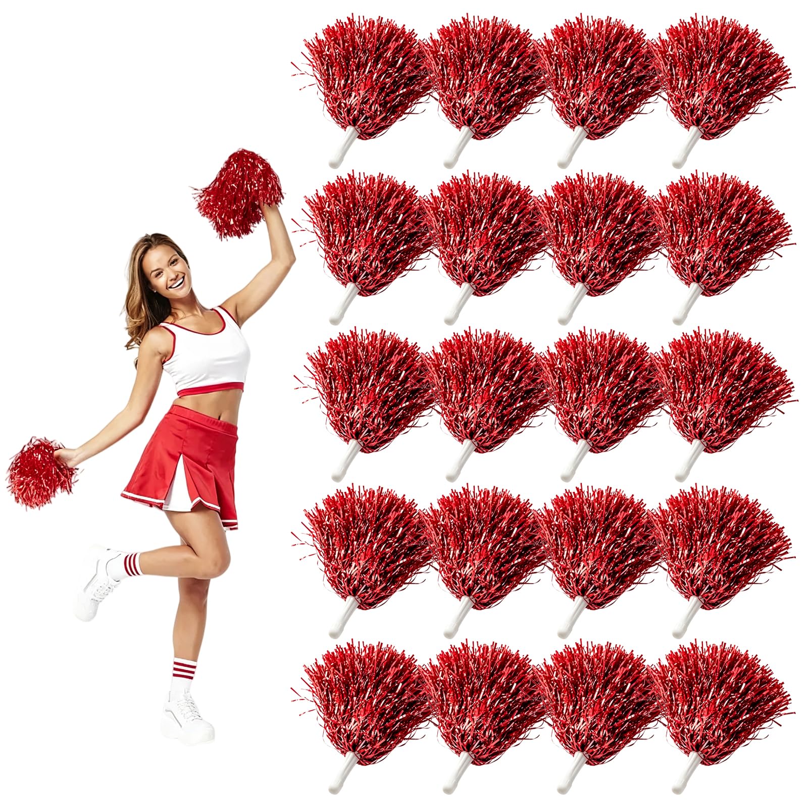Keltorio 20 pompones de animadora rojo para eventos deportivos fiestas carnaval