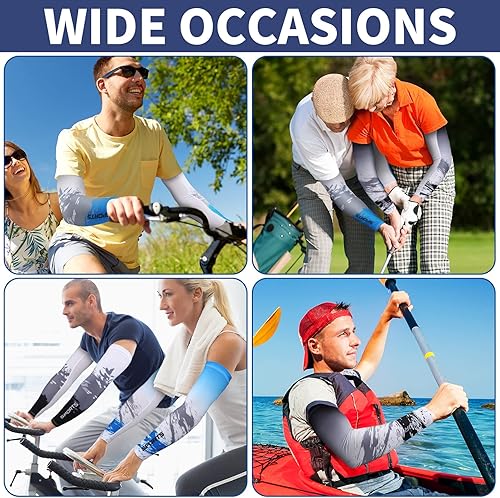 Miniatura 5 de 4 pares de fundas de protección solar UV para brazos manga deportiva de enfriamiento antideslizante para hombres y mujeres