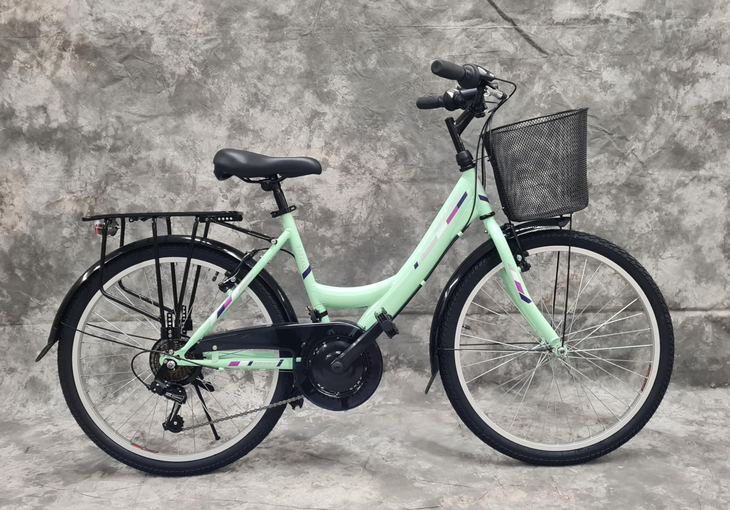 Generisch 24 Zoll Damencityrad SAFIRO 21-Gang Kettenschaltung, Gepäckträger und Korb NEU 2408 Mint Bitte BEACHTEN AB 135 cm KÖPERGRÖSSE GEEIGNET !!!!!!!