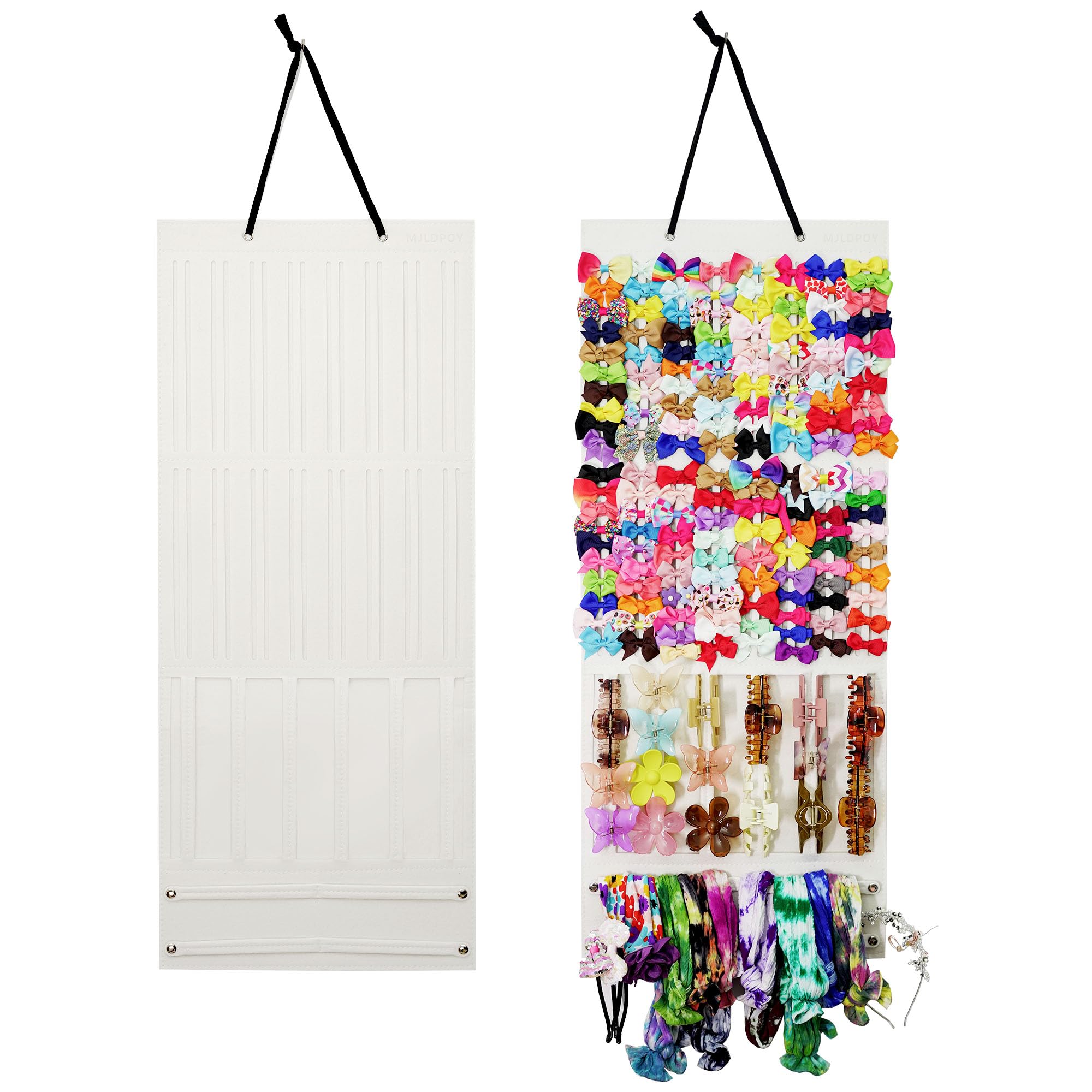 MJLDPOY Hair Bow Holder Organizer for Girls, Baby Hair Accessory Storage Display for Clips, Headbands (Ivory White)