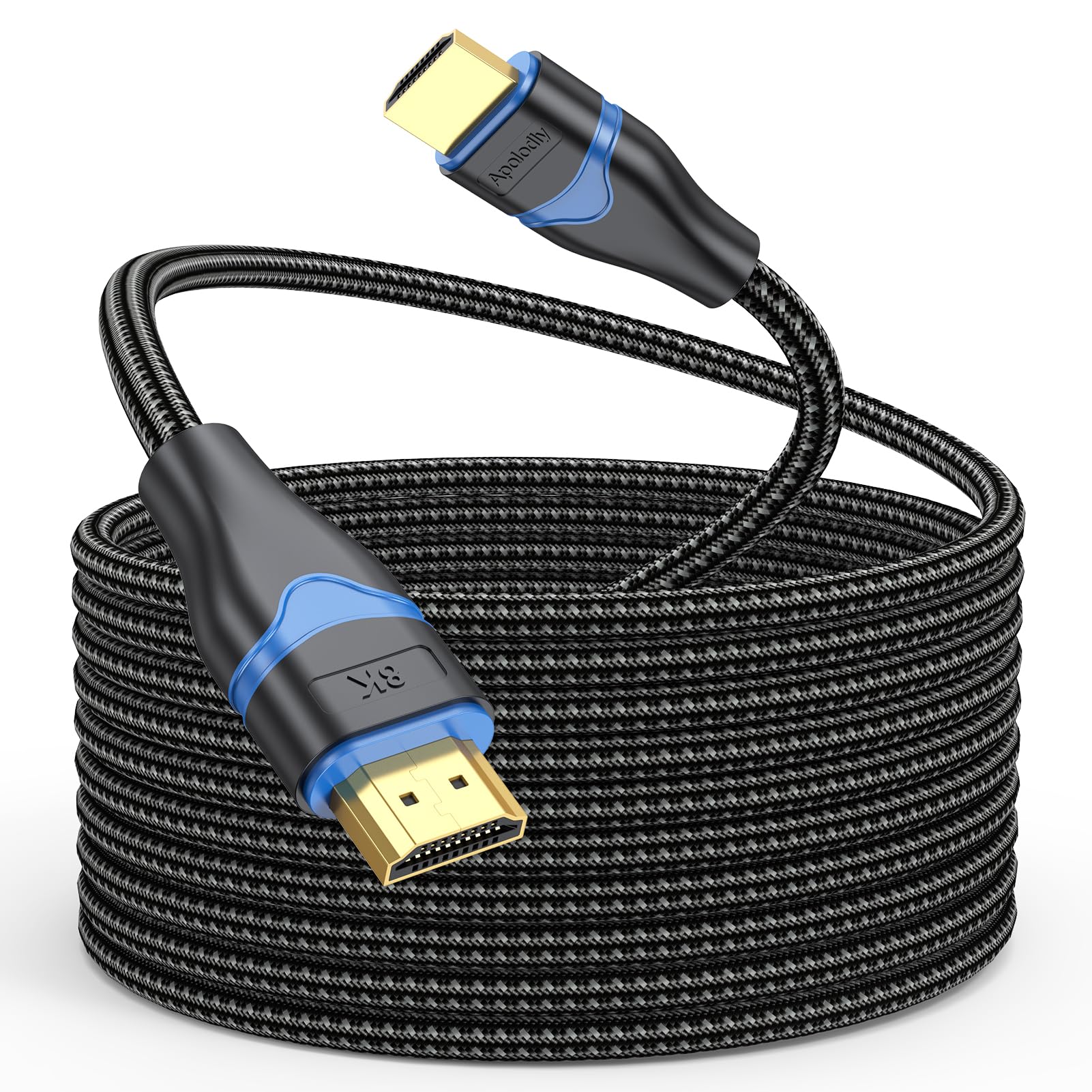 Cable HDMI de 15 pies 8K, cable HDMI 2.1 largo de 15 pies, cable trenzado HDMI de ultra alta velocidad (48 Gbps, 8 K a 60 Hz, 4 K a 120 Hz, 2K, eARC, HDCP 2.3, HDR dinámico) para HDTV, PS5,