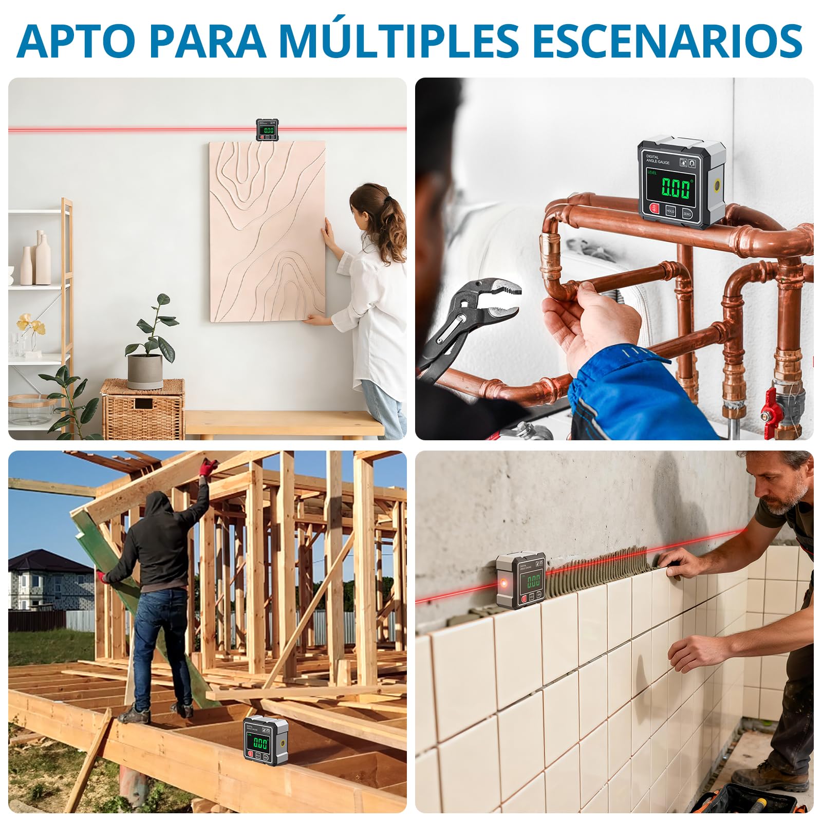 AUTOUTLET Inclinómetro Digital con laser 4x4 Buscador de Ángulos 4 * 90 ° Indicador de Bisel, Inclinómetro con Luz de Fondo Magnética, IP54 Impermeable Caja de Nivel Digital
