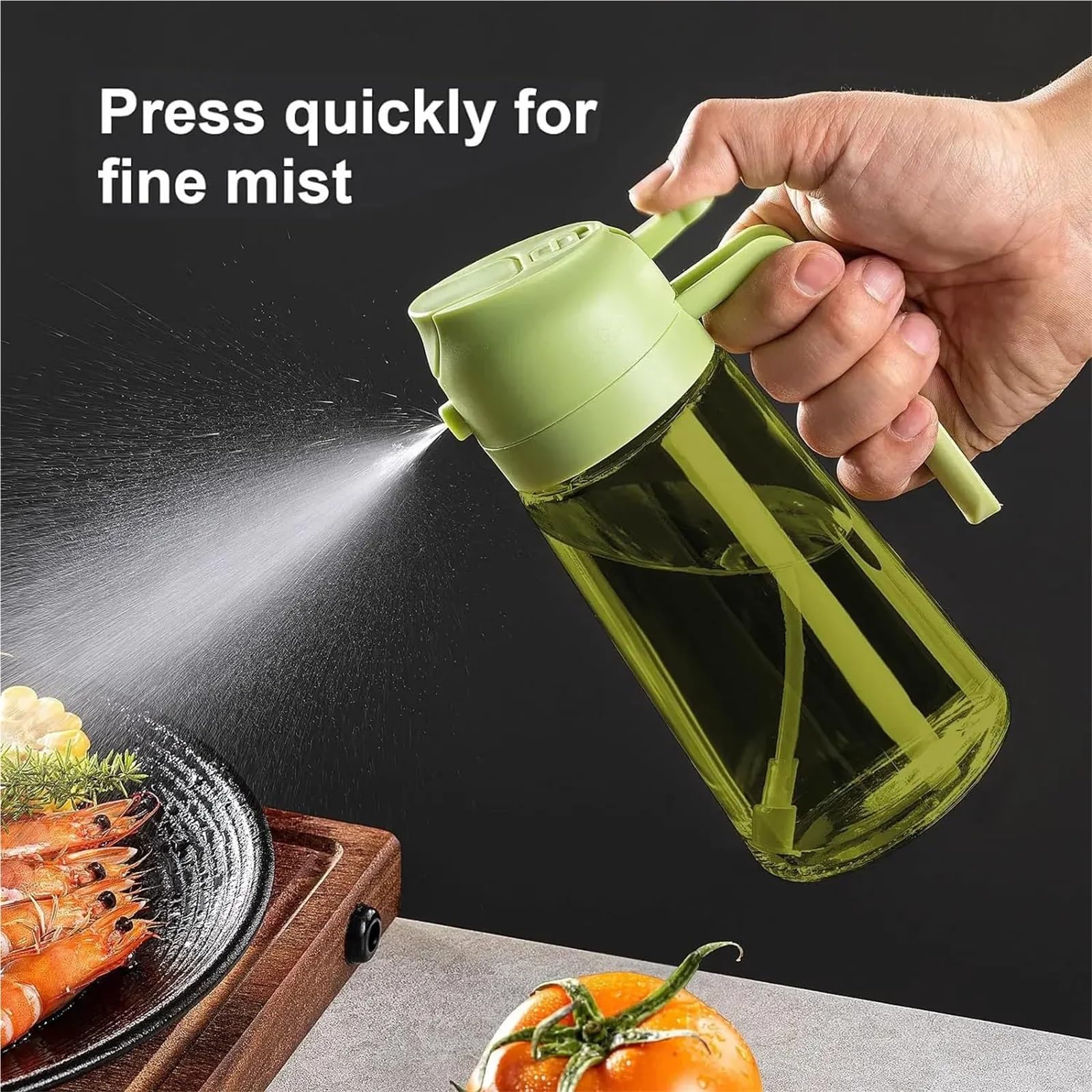Pulverizador Aceite Spray, Dispensador De Pulverizador Aceite Vidrio Oscuro 2 En 1, Negro, A Prueba Luz, for Cocinar Ensaladas Y Barbacoas, Herramientas for Barbacoa ,para Freidora de aire,Ensalada