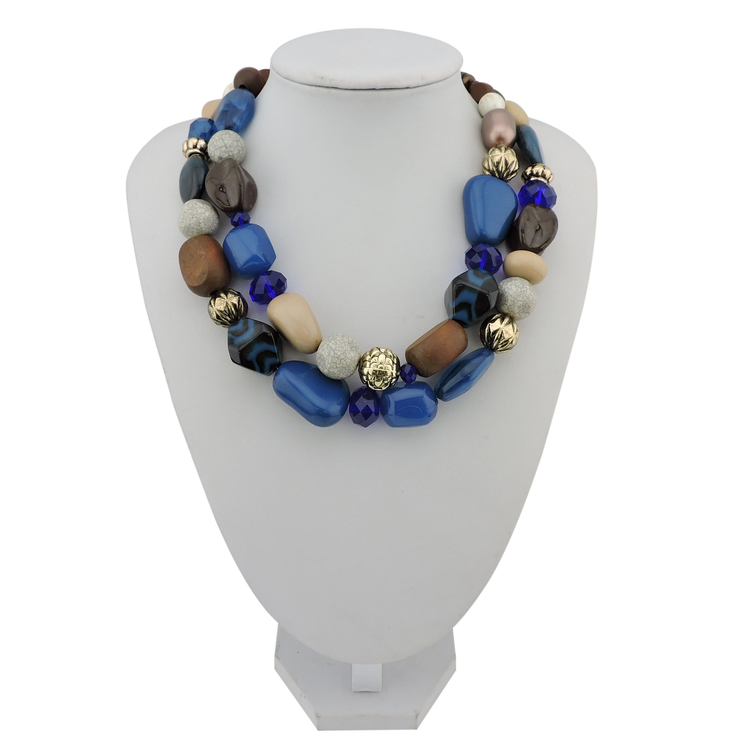 Bocar - Collana da donna con pietre voluminose su 2 fili, idea regalo (NK-10384)