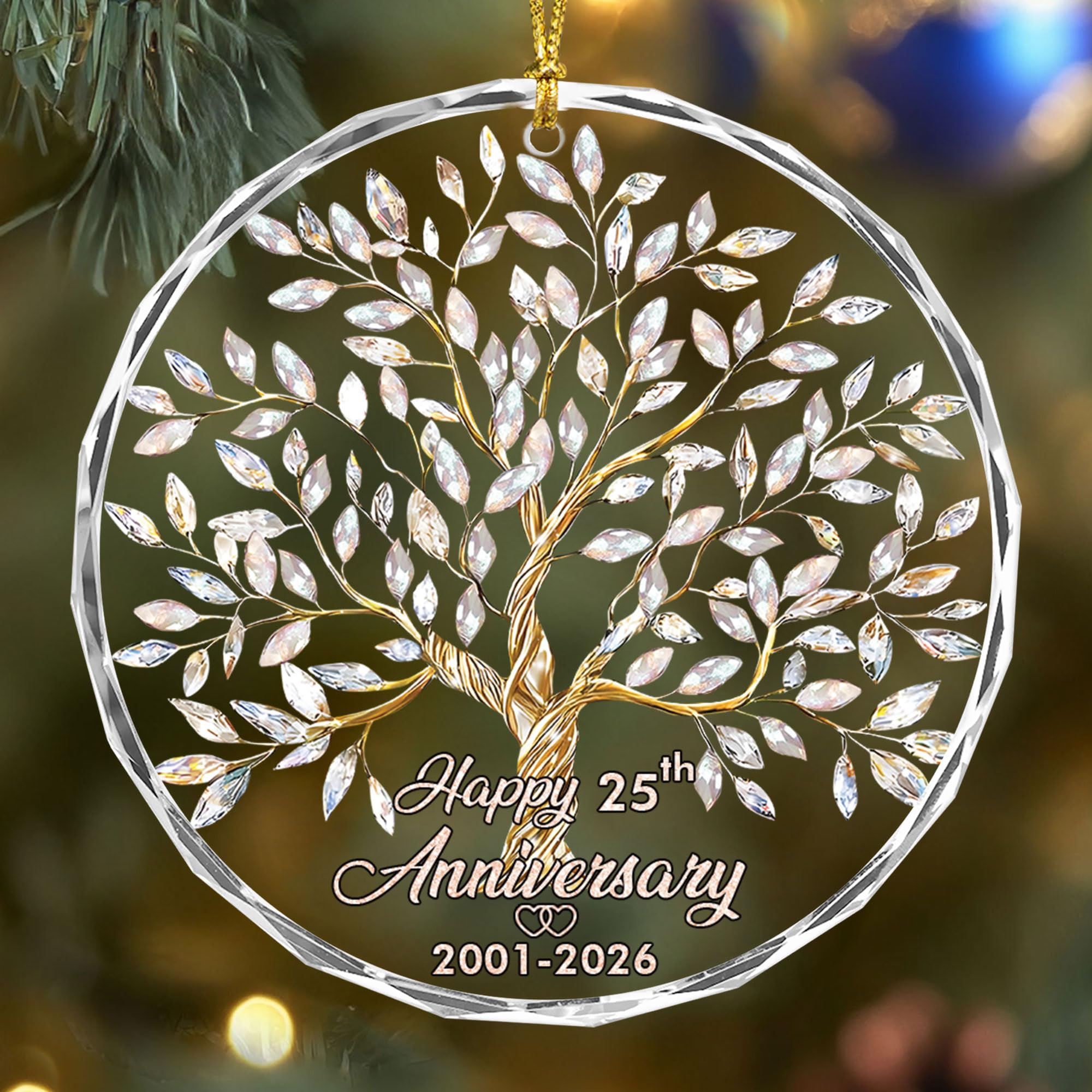 25th Anniversary 2026 Glass Ornament, 25th Wedding, 25th Anniversary Decorations, 25th for Couple, Silver Wedding for Parents, Couple, Wife, or Husband