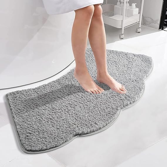 UVCMDUI Curved Bath Mat Non Slip, 1.4in Thick Microfiber Curved Shower