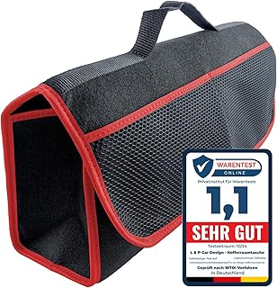 L & P Car Design Car Boot Organiser Car Boot Bag Tool Bag Storage Bag with Velcro Fastener (Black Red)