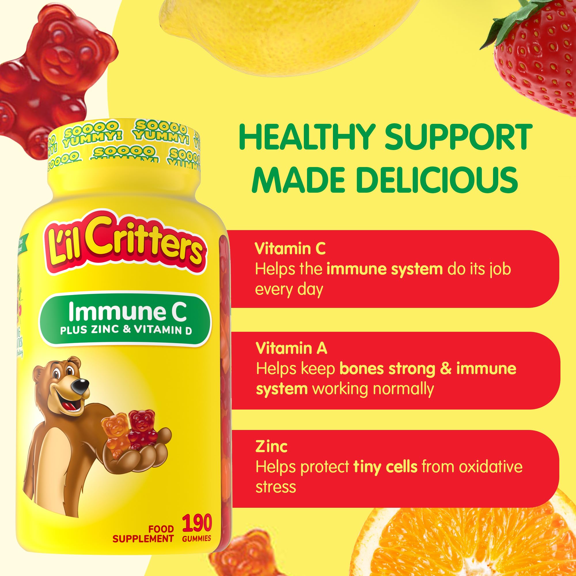 L'il Critters Immune C Plus Zinc and Echinacea, 190 Count